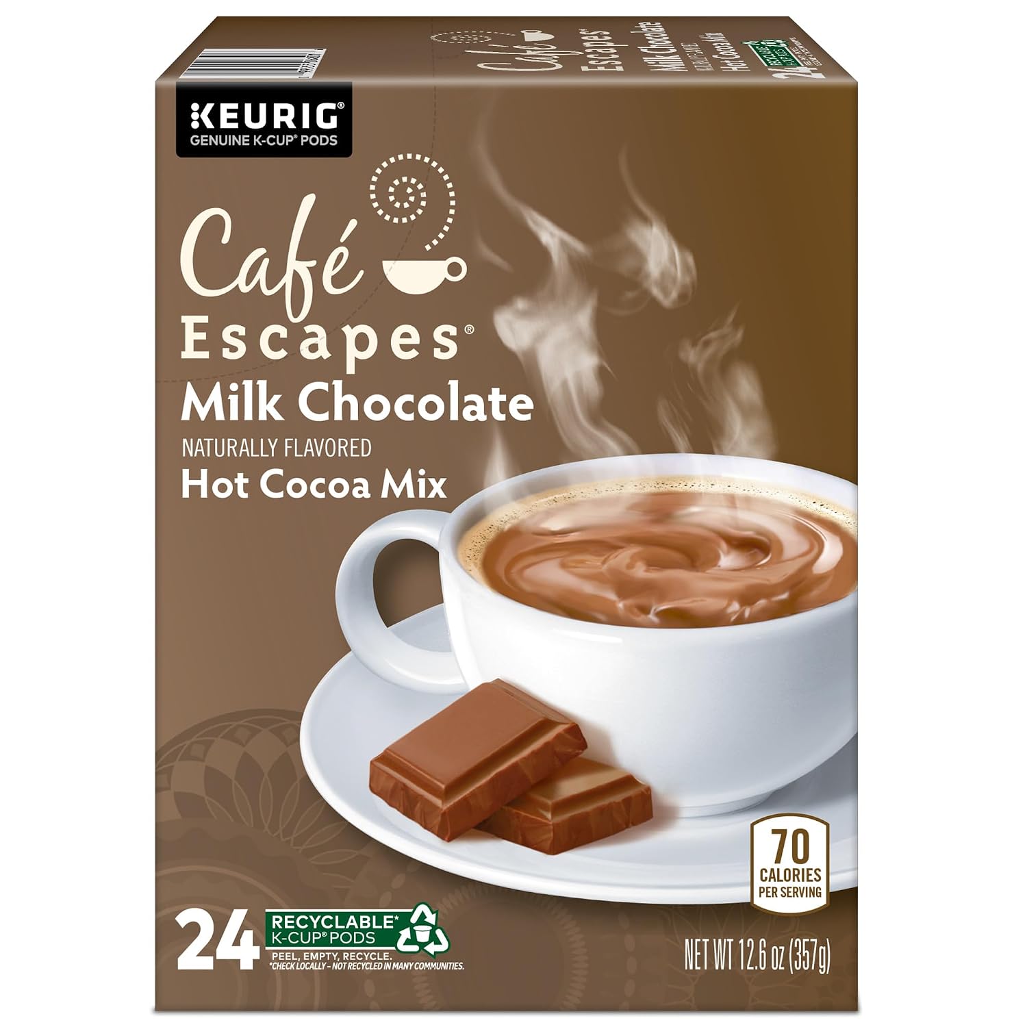 Cafe Escapes Milk Chocolate Hot Cocoa Keurig Single-Serve K-Cup Pods, 96 Count