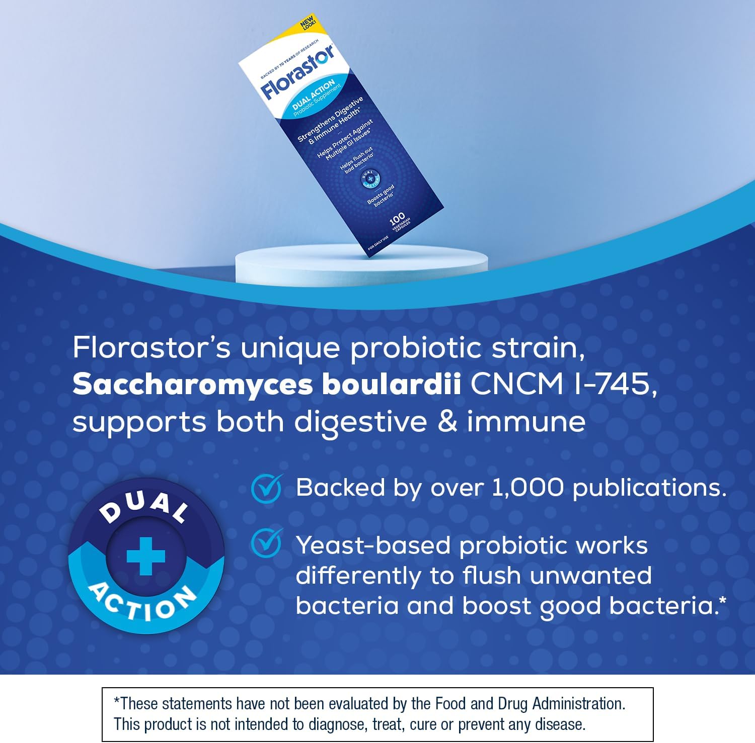 Florastor Probiotic for Digestive and Immune Health, 30 Capsules | Probiotics for Women & Men, Helps Flush Out Unwanted Bacteria, Boosts The Good with Our Unique Strain Saccharomyces Boulardii