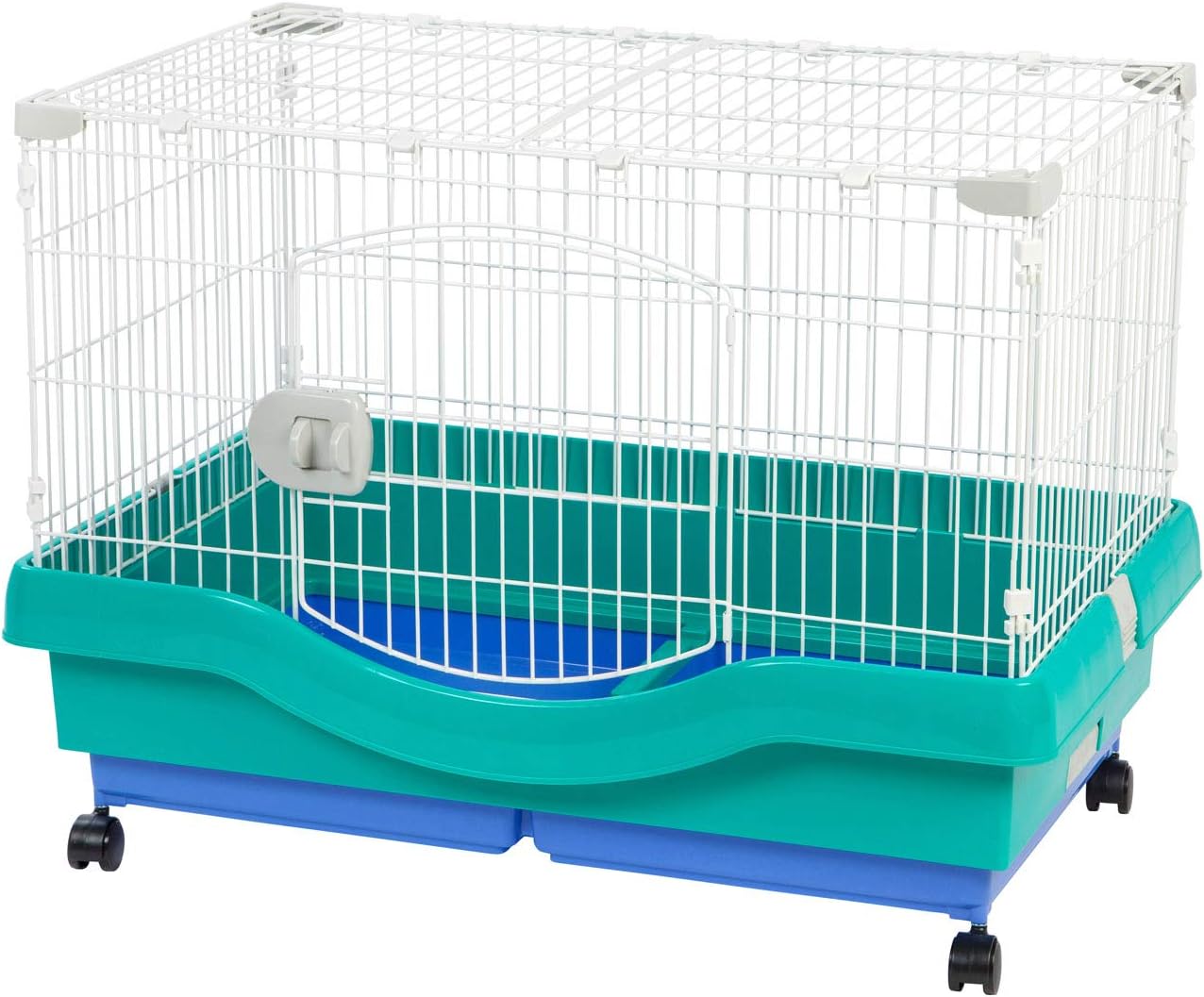 IRIS USA Large Portable Wire Rabbit Cage with Top Access and Two Tray Division