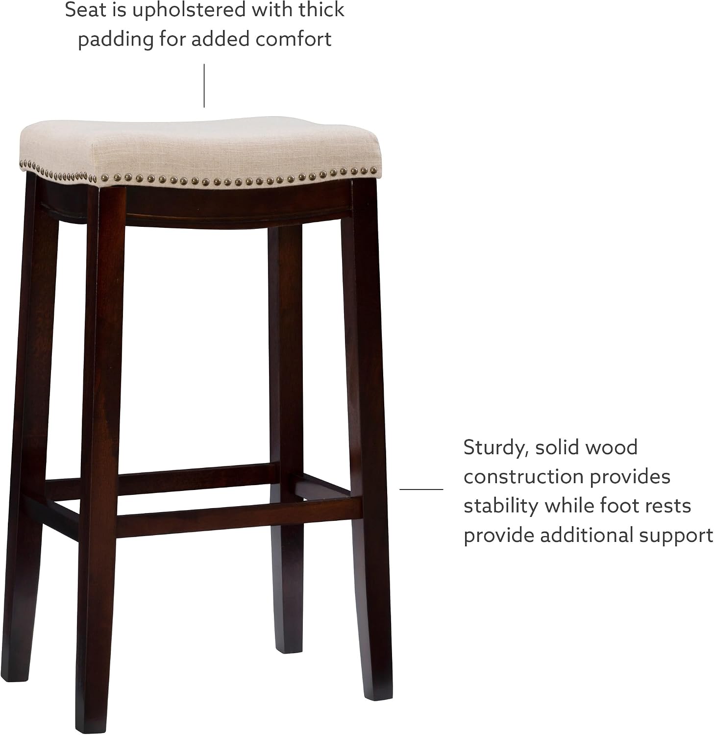 Linon Harper Stool Fabric Top