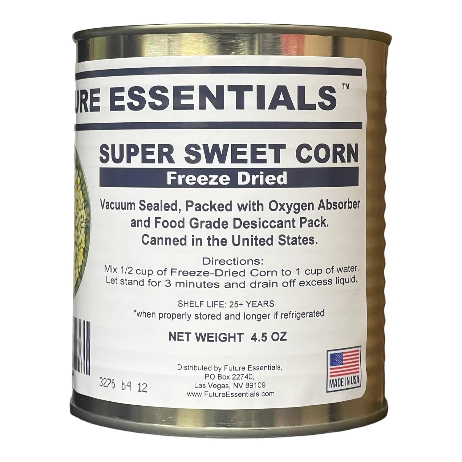 Future Essentials Super Sweet Corn – #2.5 Can, 25-Year Shelf Life | Freeze Dried Canned Corn for Cooking Soups, Side Dishes