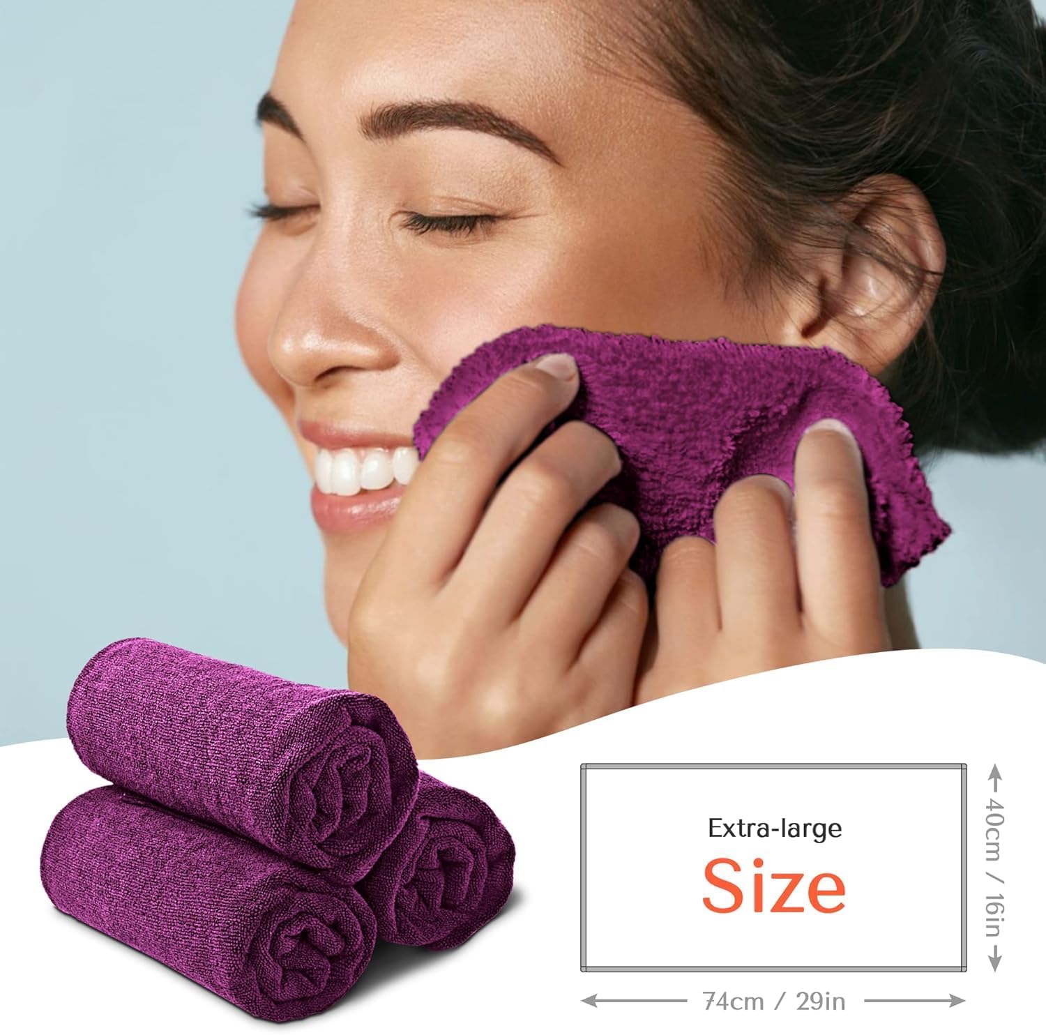 TASALON Microfiber Salon Hair Towels 10 Pack, 29" x 16" Ultra-Soft - Black