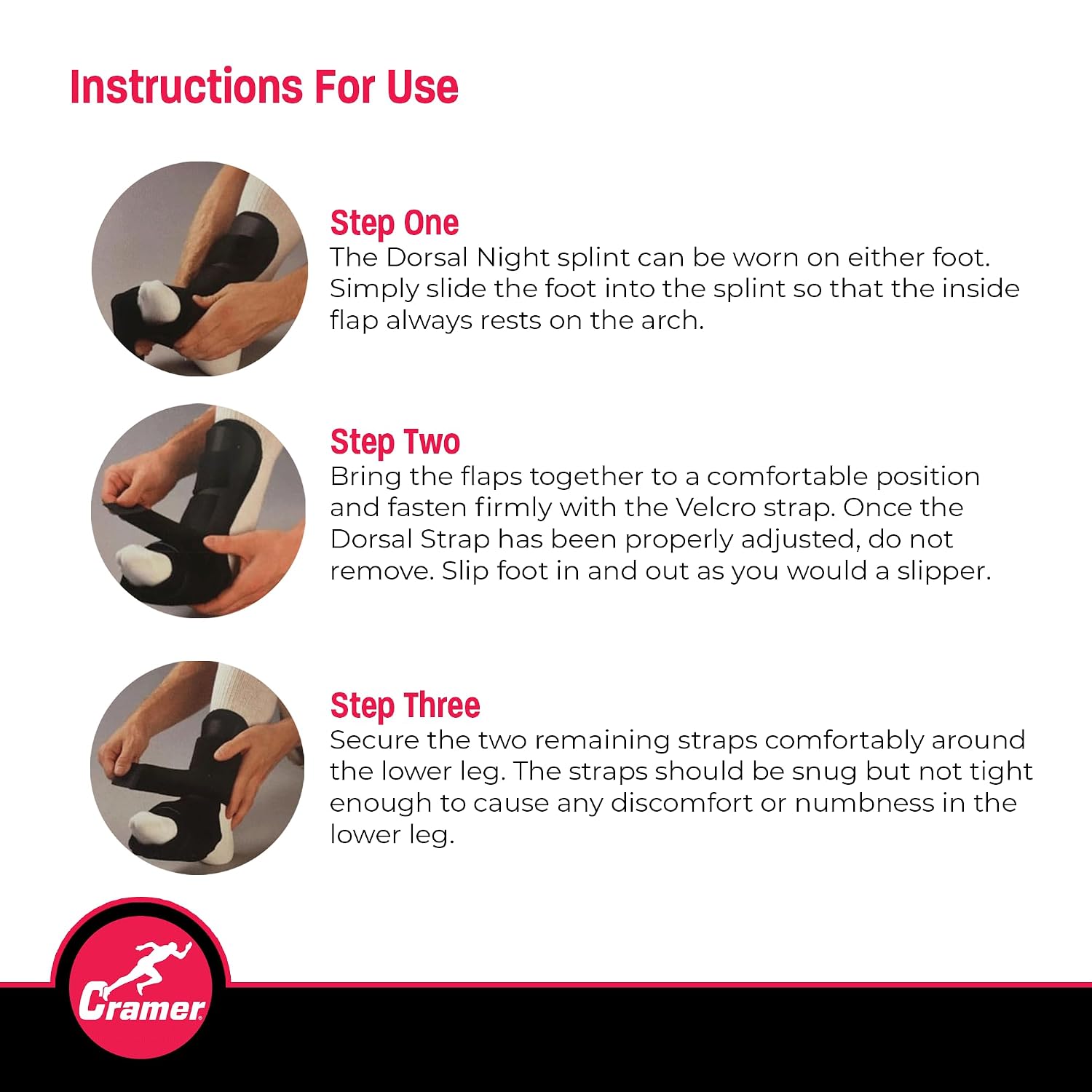 Cramer Dorsal Night Splint, Small, Foot Brace for Plantar Fasciitis Support, Lightweight Low-Profile Sleep Aid, Adjustable Arch Alignment Splint for Left or Right Foot, Slip-Resistant Fit