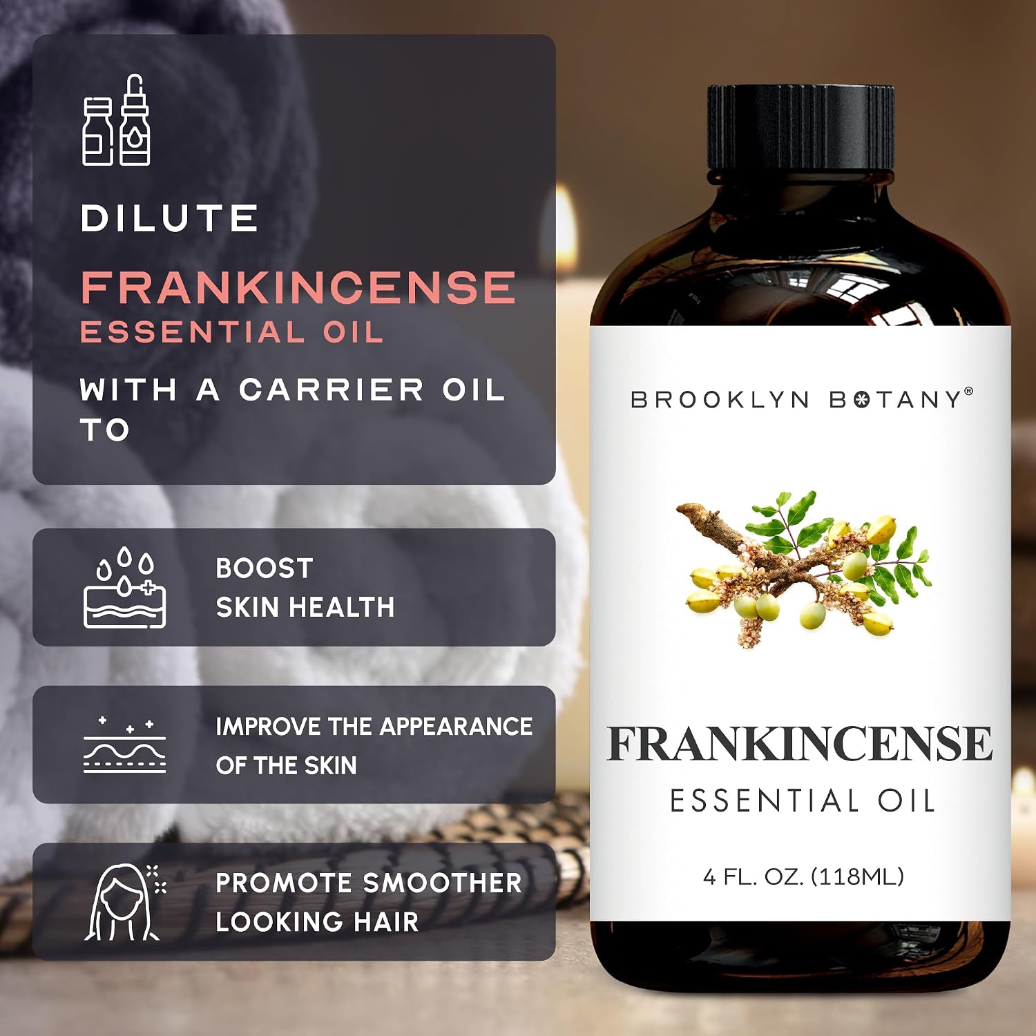 Brooklyn Botany Peppermint Essential Oil - Huge 4 Fl Oz - 100% Pure and Natural - Premium Grade with Dropper - for Aromatherapy and Diffuser