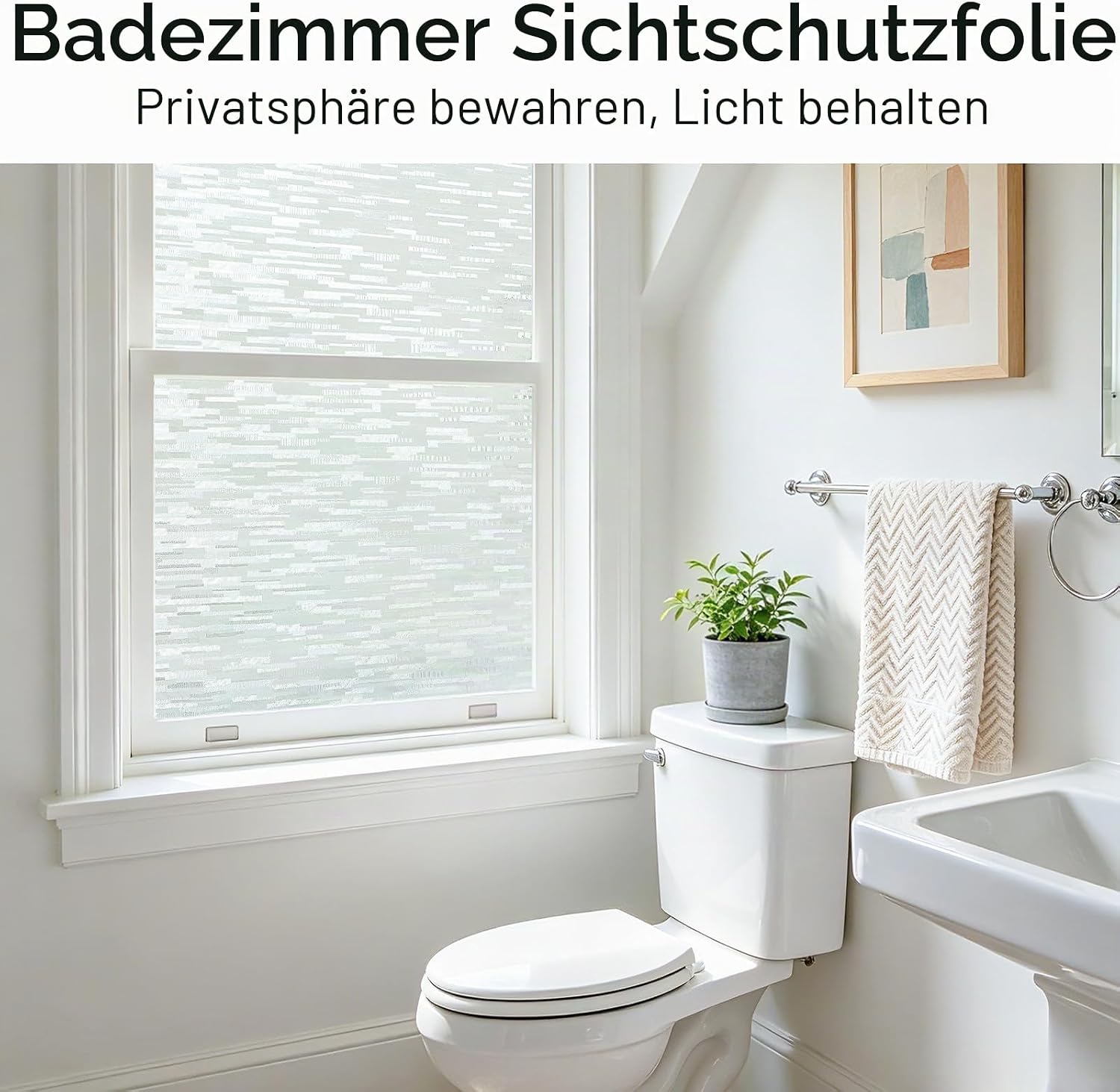 Haton Window Privacy Film, Frosted Stripe Non-Adhesive, 17.5" x 78.7"