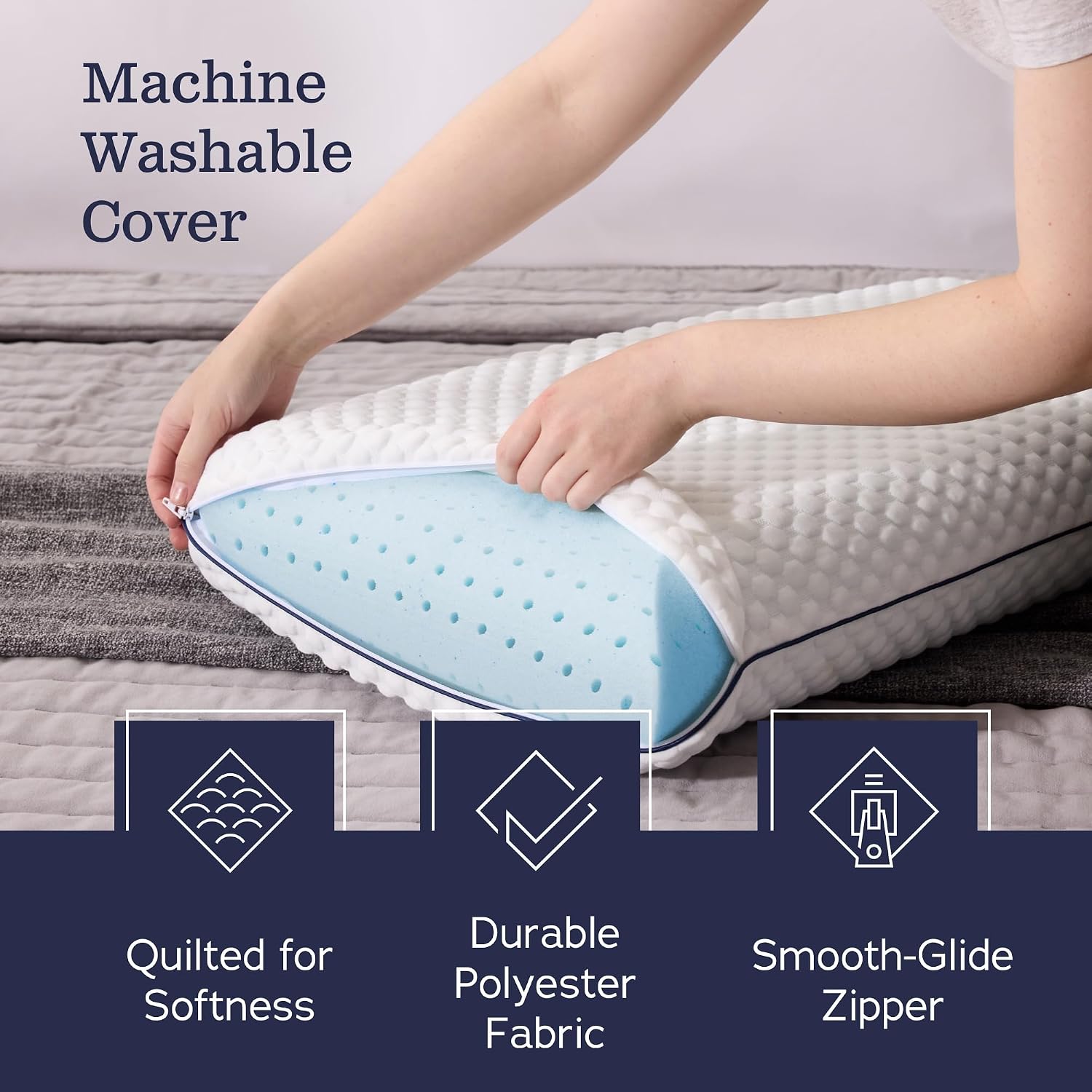 Weekender Cooling Gel Memory Foam Pillow for Sleeping – Standard Size, Ventilated Cooling Pillow for Side & Back Sleepers, Neck & Shoulder Support, Medium Firm, Washable Cover