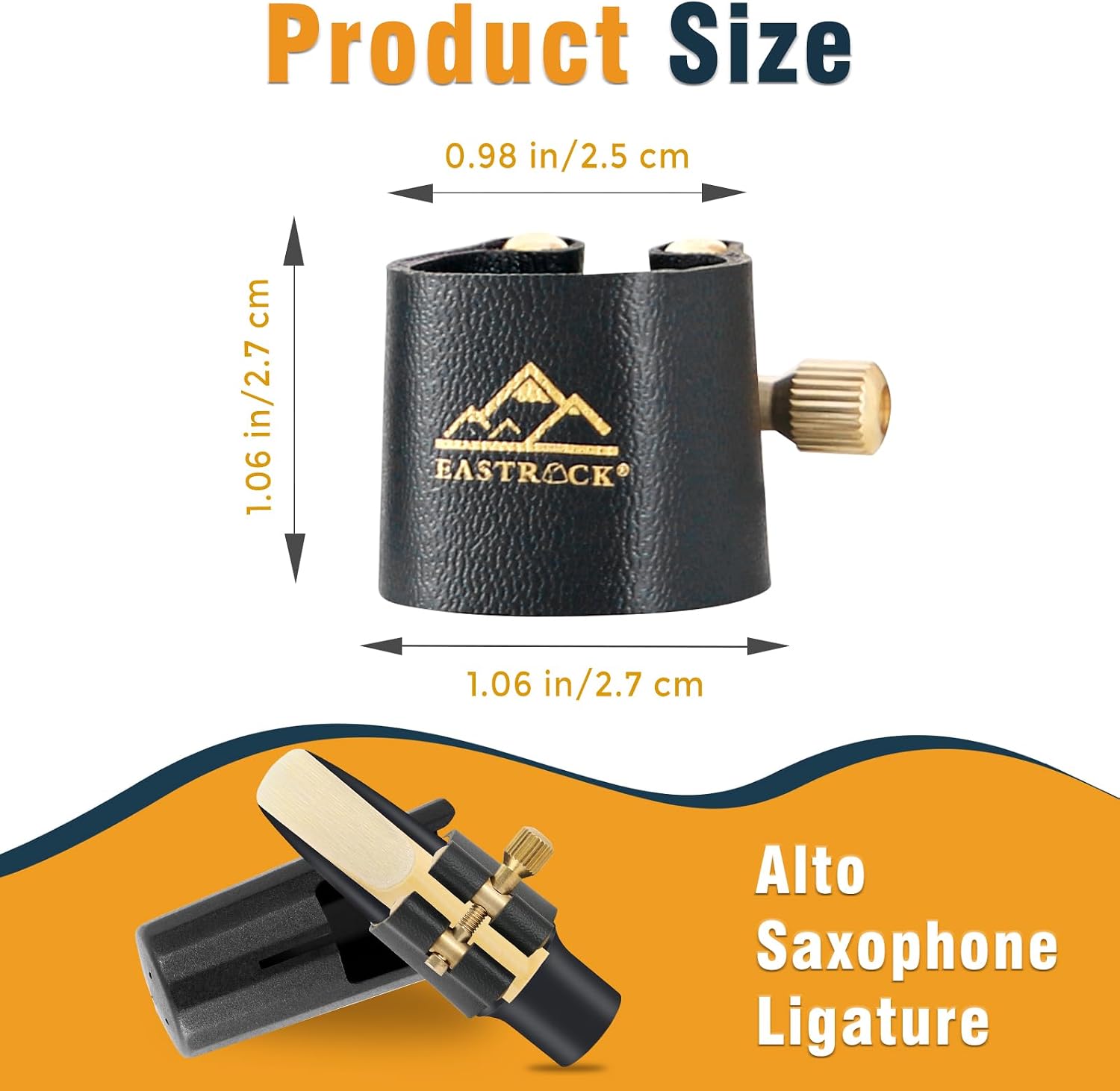 EASTROCK Alto Saxophone Ligature Kit, Metal Ligature for Saxophone Mouthpiece with Plastic Cap, Wind Musical Instruments Accessory for Beginner and Student