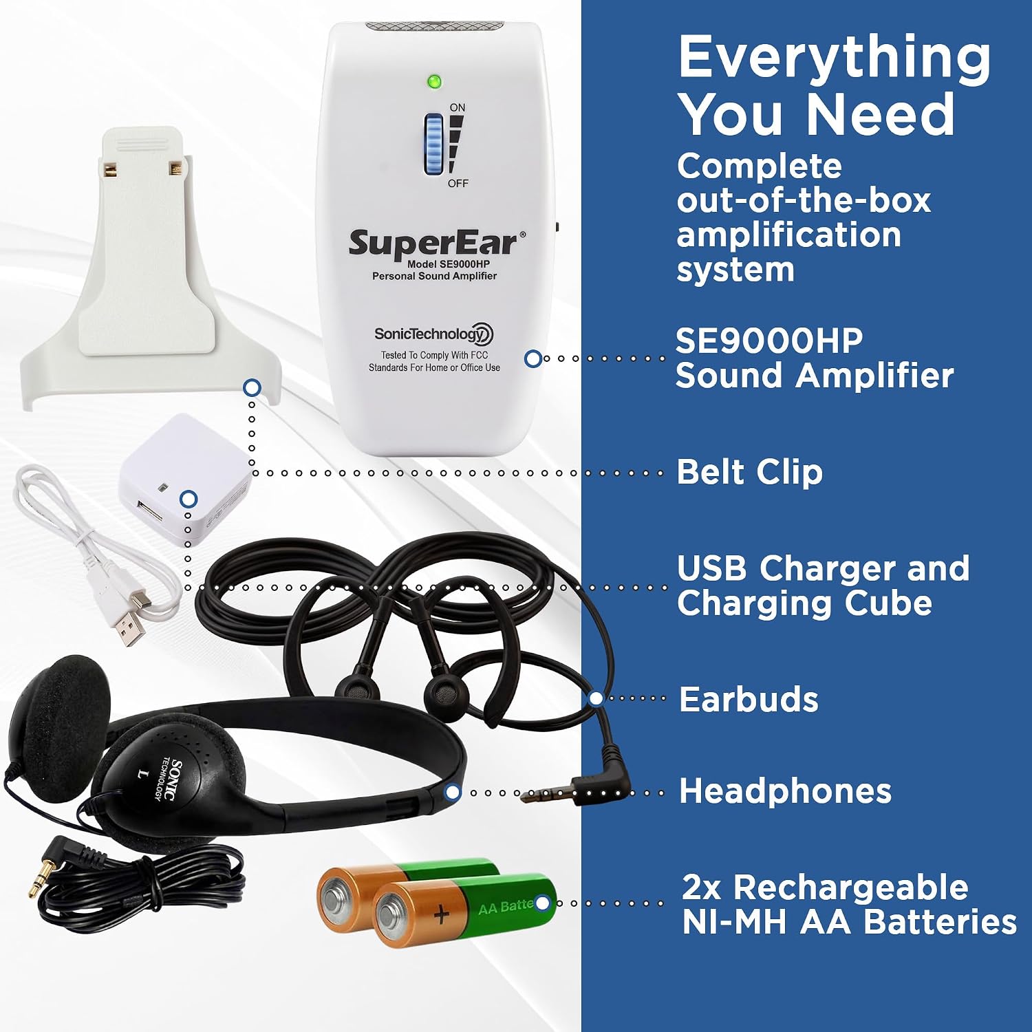 SuperEar SE9000HP - Hearing Amplifier, Sound Listening, Personal Headphones