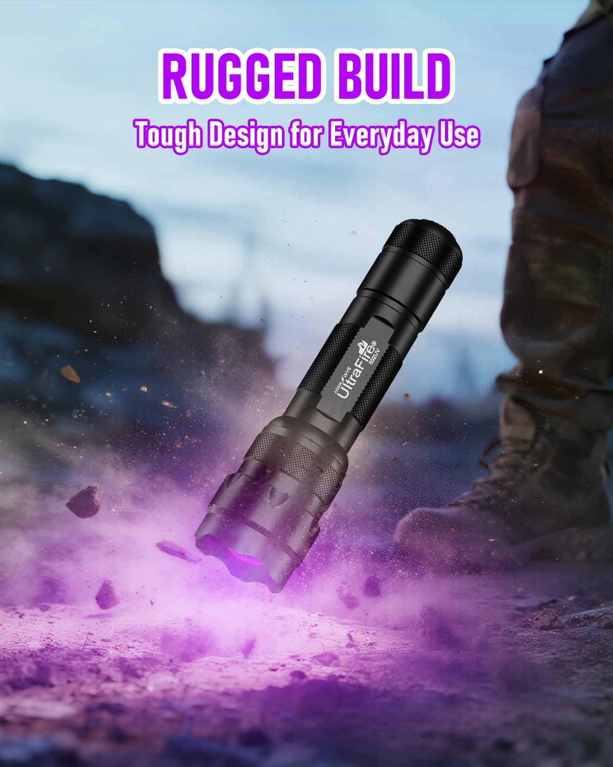 ULTRAFIRE 395-405nm UV Flashlight for Resin Curing, Zoomable Black Light