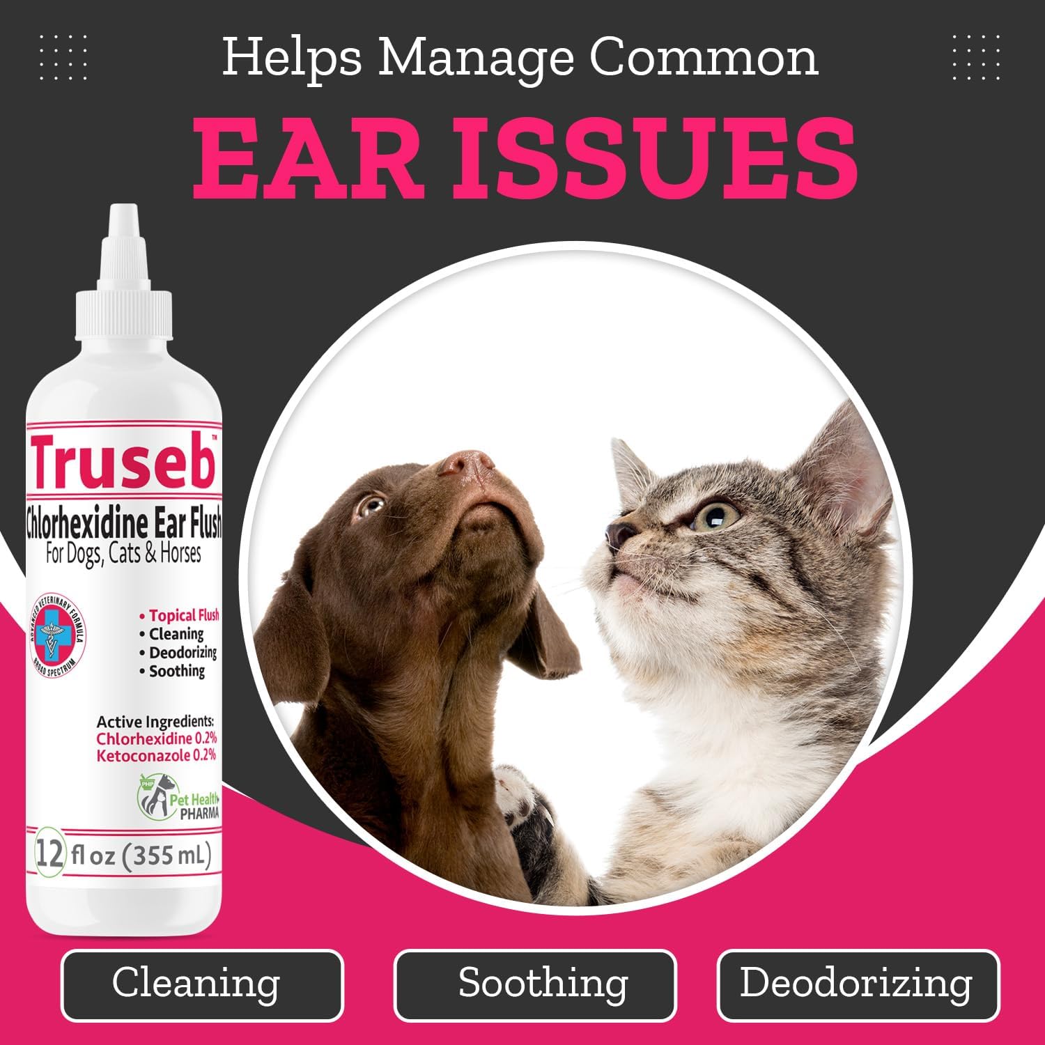 Truseb Maximum Strength Dog Ear Infection Treatment Flush