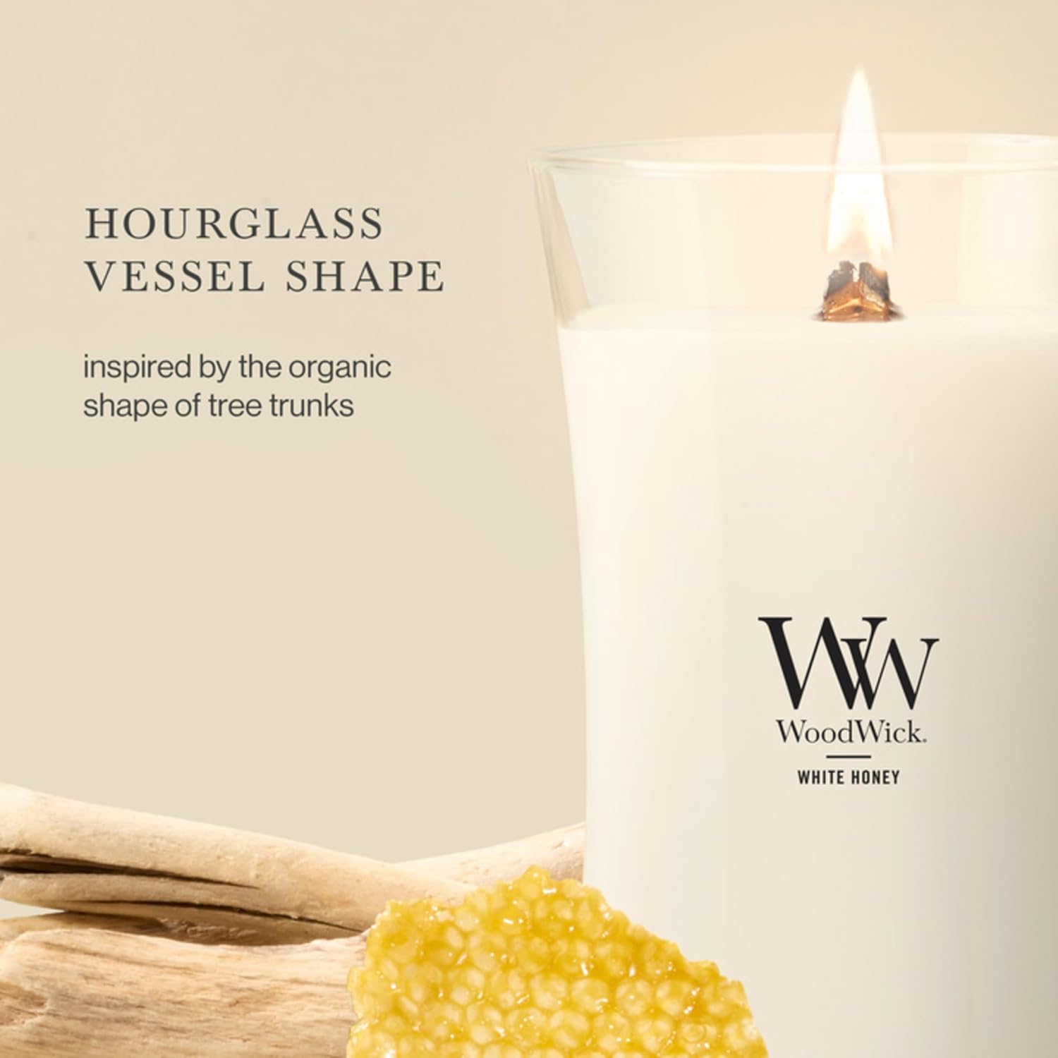 WoodWick Lavender Spa Gifts for Women and Men, 9.7 oz Medium Hourglass Candle with Crackling Wick