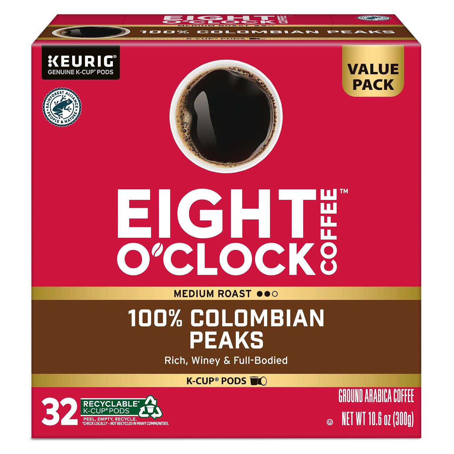 Eight O'Clock Coffee The Original, Single-Serve Keurig K-Cup Pods, Medium Roast Coffee Pods, 72 Count
