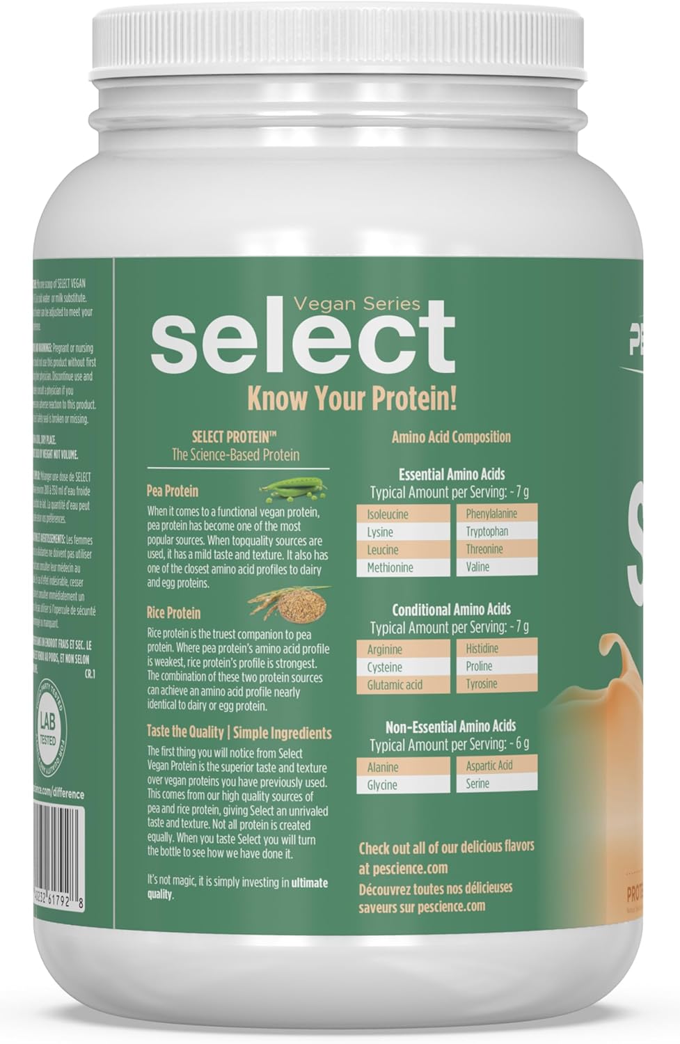 PEScience Select Vegan Protein Powder, Peanut Butter Delight, 27 Servings | Plant Based Protein Powder, Pea and Brown Rice Blend, Dairy Free, Lactose Free, Gluten Free