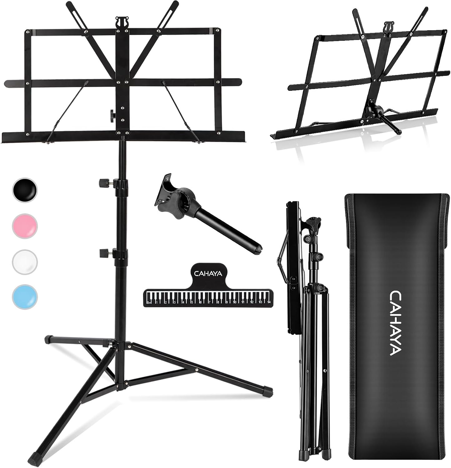 CAHAYA Sheet Music Stand Portable Folding Dual Use Desktop Book Holder