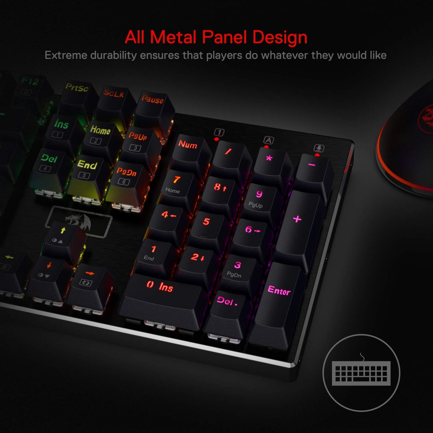 Redragon K556 Wired RGB Mechanical Gaming Keyboard, 104-Key Aluminum Board | Rock-Solid Metal Build, 20 Backlits Immersive ESports Vibe, Hot-swap Comfortable Tactile Brown Switch for Long-Time Typing