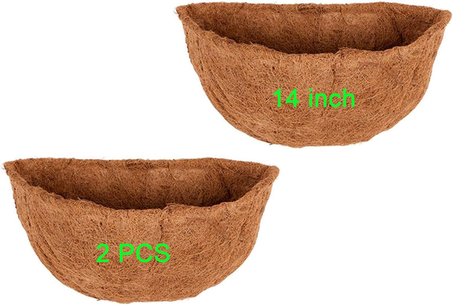 2 PCS Half Round Coco Liner 16" Nature Hanging Wall Basket Liners