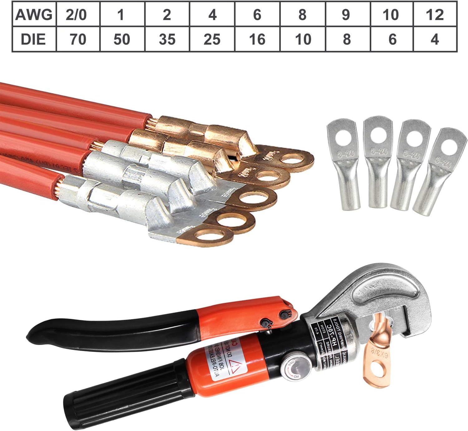 CKE Upgraded Hydraulic Cable Crimper Hand Tool for 1/8