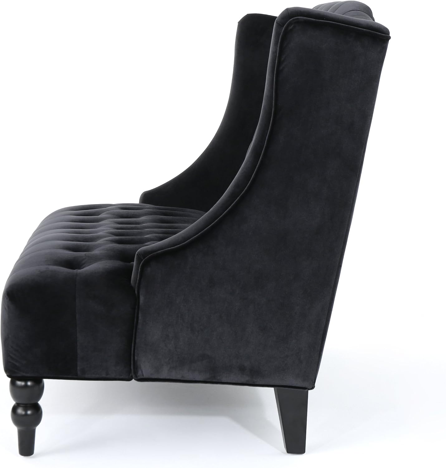 Christopher Knight Home Leora Modern Glam Tufted Velvet Wingback Loveseat, Black / Dark Brown