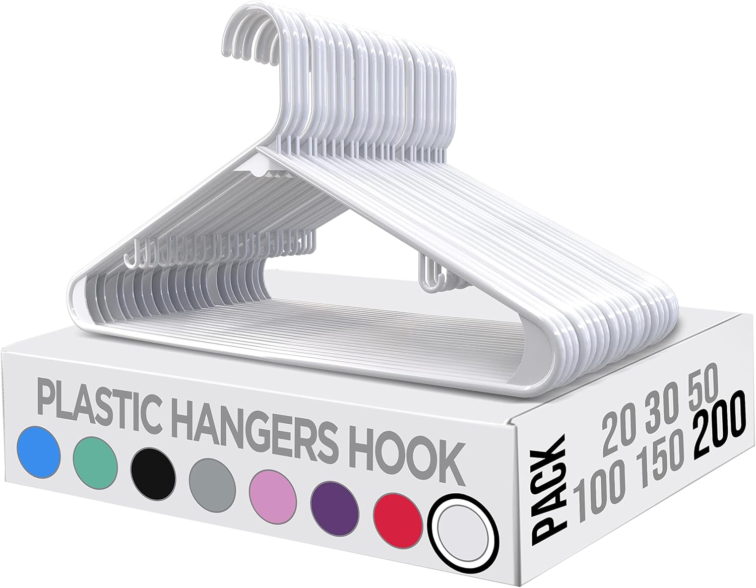 Utopia Home Plastic Hangers 50 Pack – Built-in Strap Hooks Black