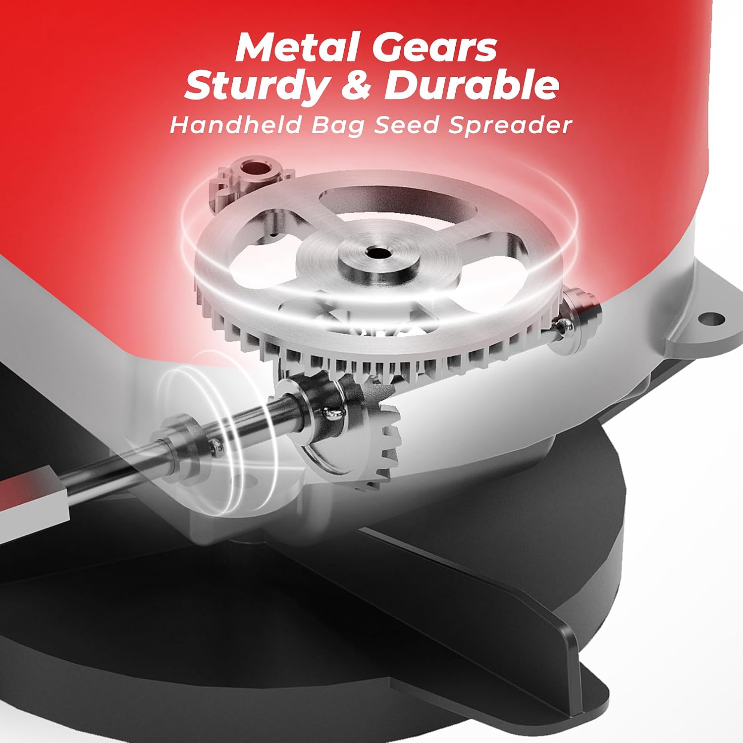 Walensee Handheld Seed Spreader with 25lb Bag, Frame Support, Flow Control, Enclosed Gears, Rear Baffle