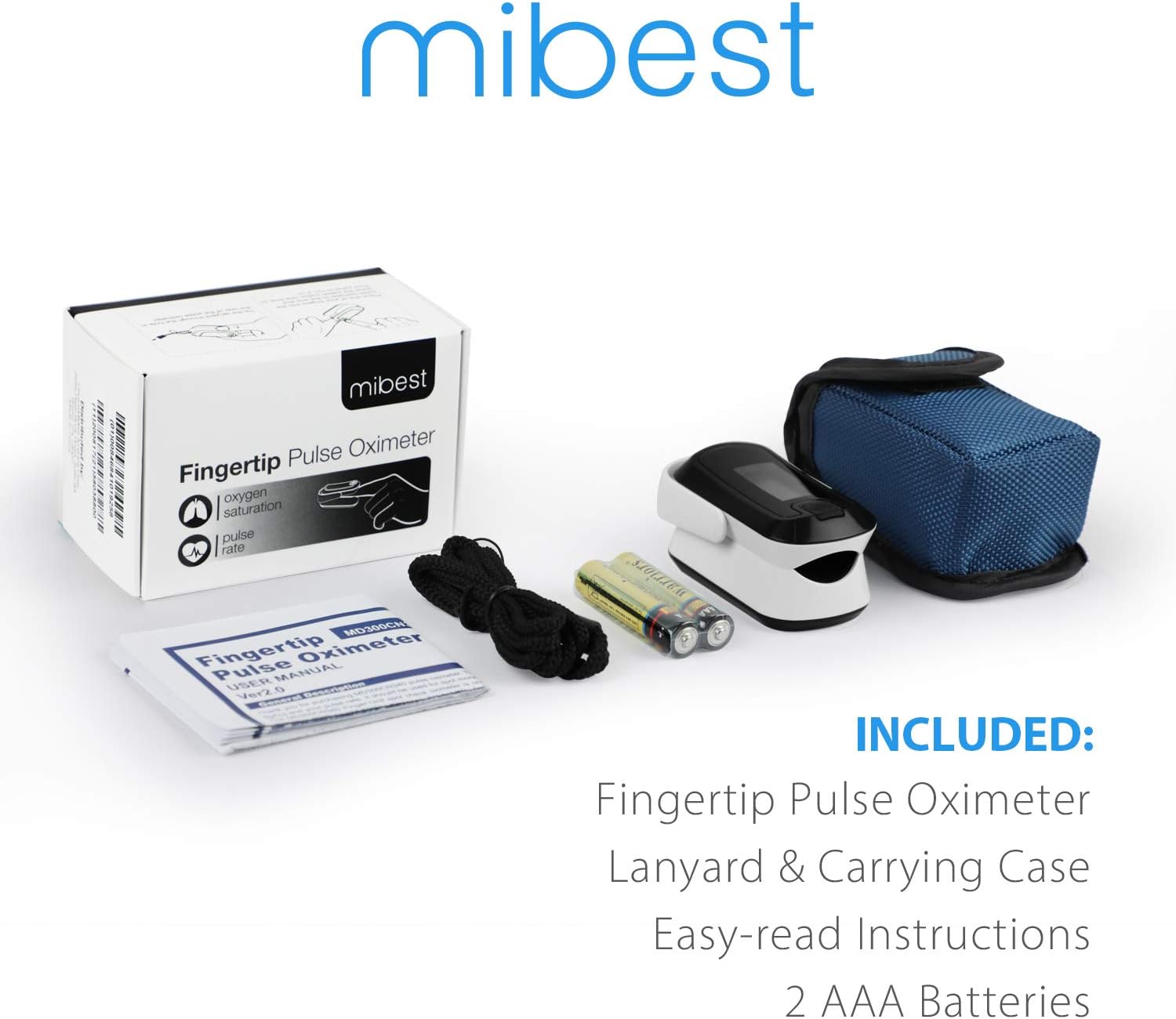 OLED Finger Pulse Oximeter, O2 Meter, Dual Color White/Black