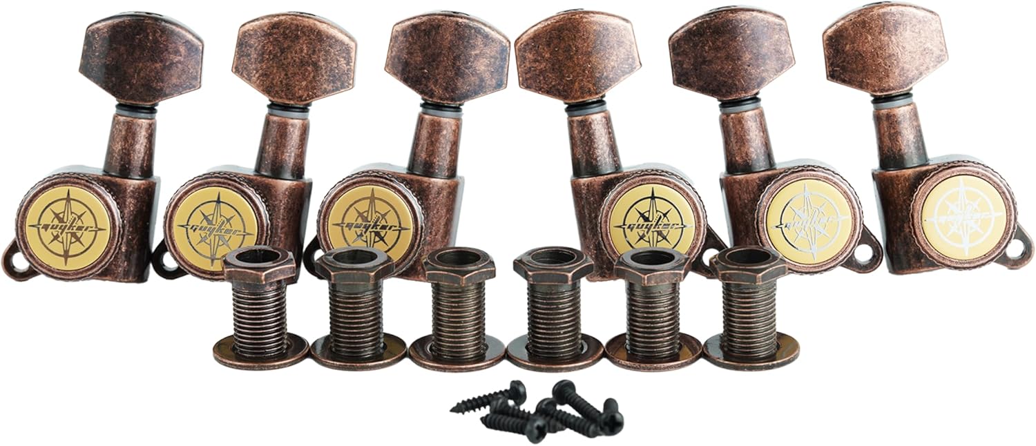 Guyker Guitar Locking Tuners (6 for Right) - 1:18 Lock String Tuning Key Pegs Machine Head with Hexagonal Handle Replacement for ST TL SG LP Style
