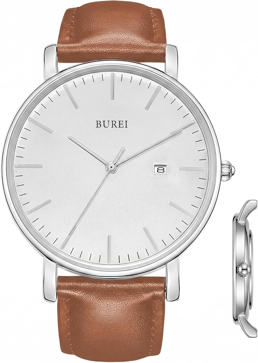 BUREI Men Wrist Watches Fashion Minimalist Thin Analog Quartz Waterproof Watches for Men, Refined Gifts for Men, Boyfriend, Husband, Dad