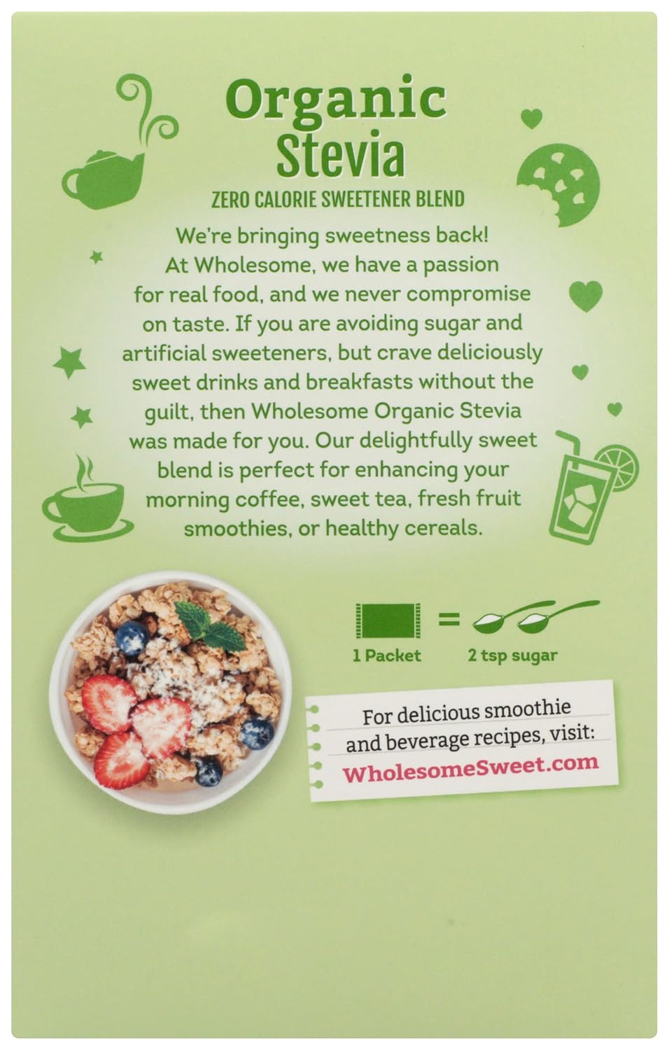 Wholesome Sweeteners Organic Stevia Packets, 75 Count, 1 Case, (Packaging May Vary)