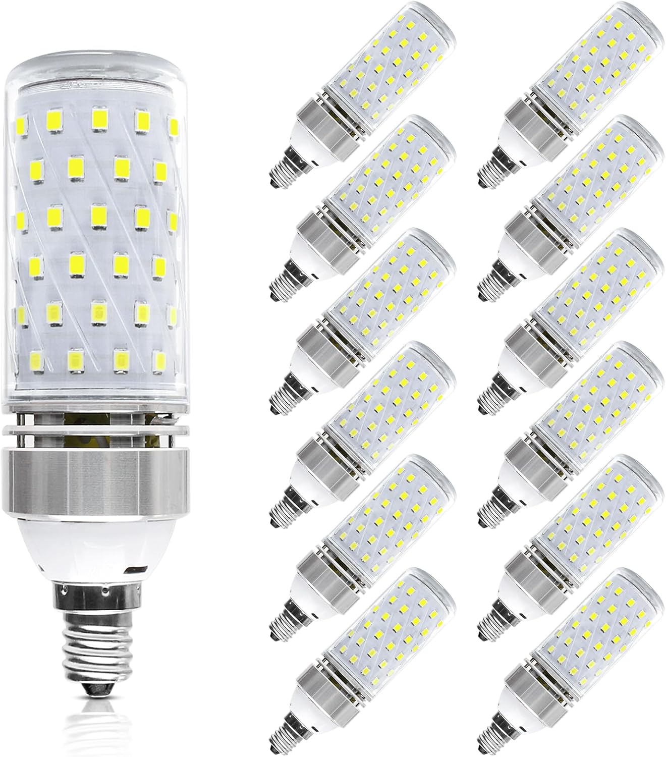 LEDLightsWorld Super Bright E12 LED Corn Bulbs, 16W 1500LM Bulbs, Daylight White 6000K Lights, CRI80+, 120W Incandescent Bulb Equivalent