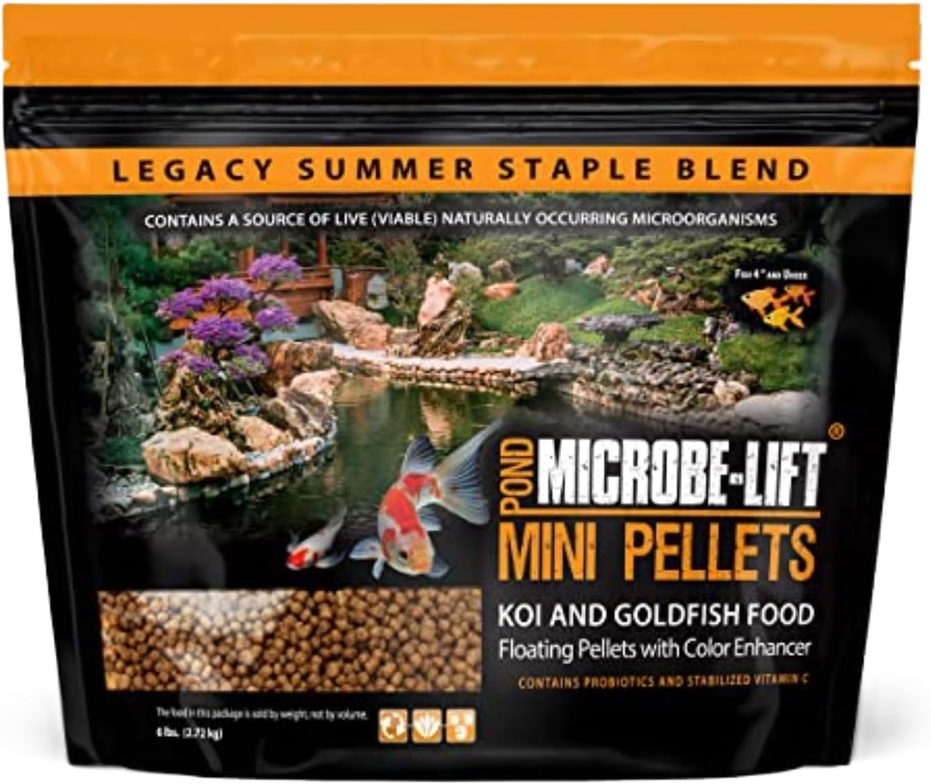MICROBE-LIFT MLLMPSM Mini Floating Fish Food Pellets for Ponds, Water Gardens, and Fountains, for Small Live Goldfish and Koi, 12 Ounces