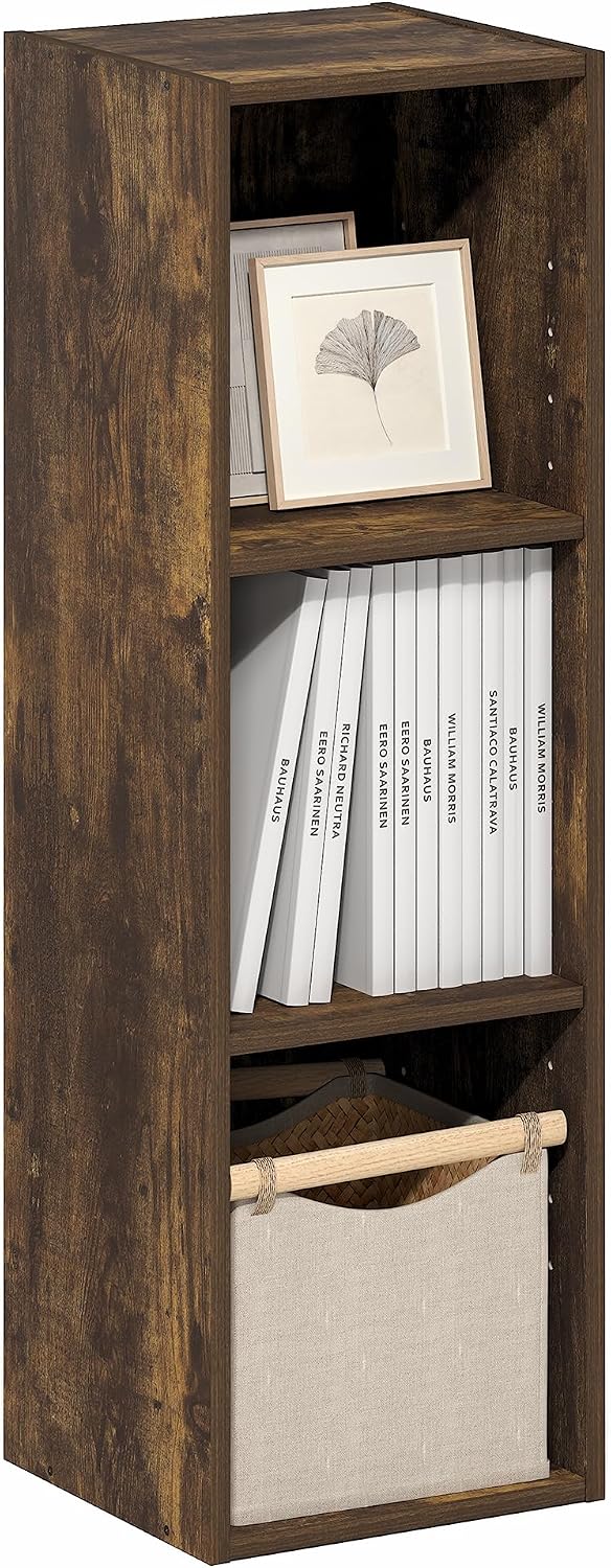 Furinno LUDER Book Shelf, 6-Tier Tall Modern Bookshelf, Bookcase with Open Shelves, 9.3 x 12 x 71, for Living Room, Bedroom, Home Office, White