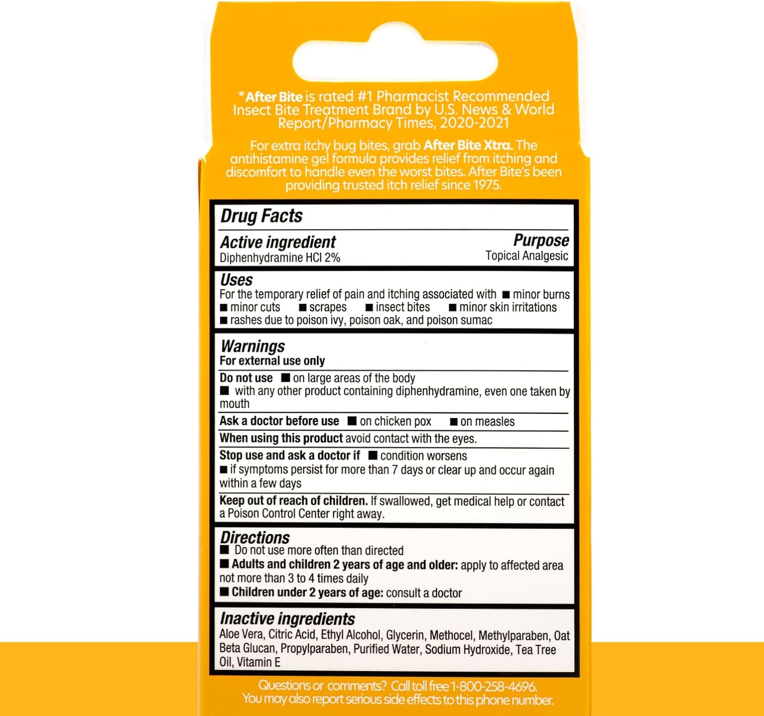 After Bite Xtra Bug Bite Itch Relief, Diphenhydramine HCl Gel Formula, 4Pk