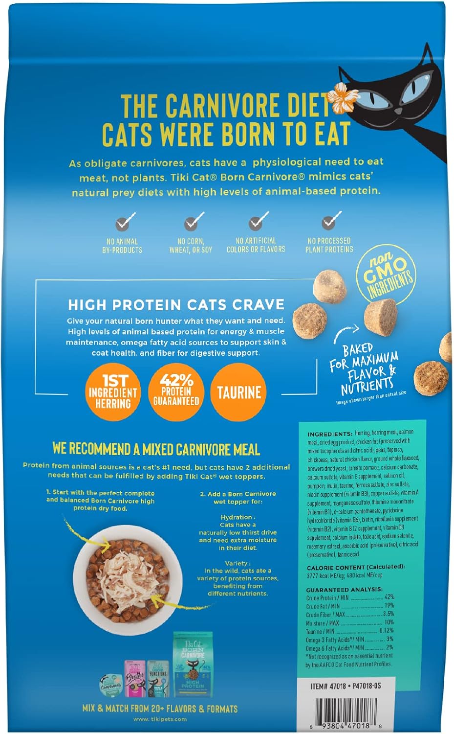 Tiki Cat Born Carnivore Dry Cat Food, Deboned Chicken & Egg, 2.8 lbs. Bag