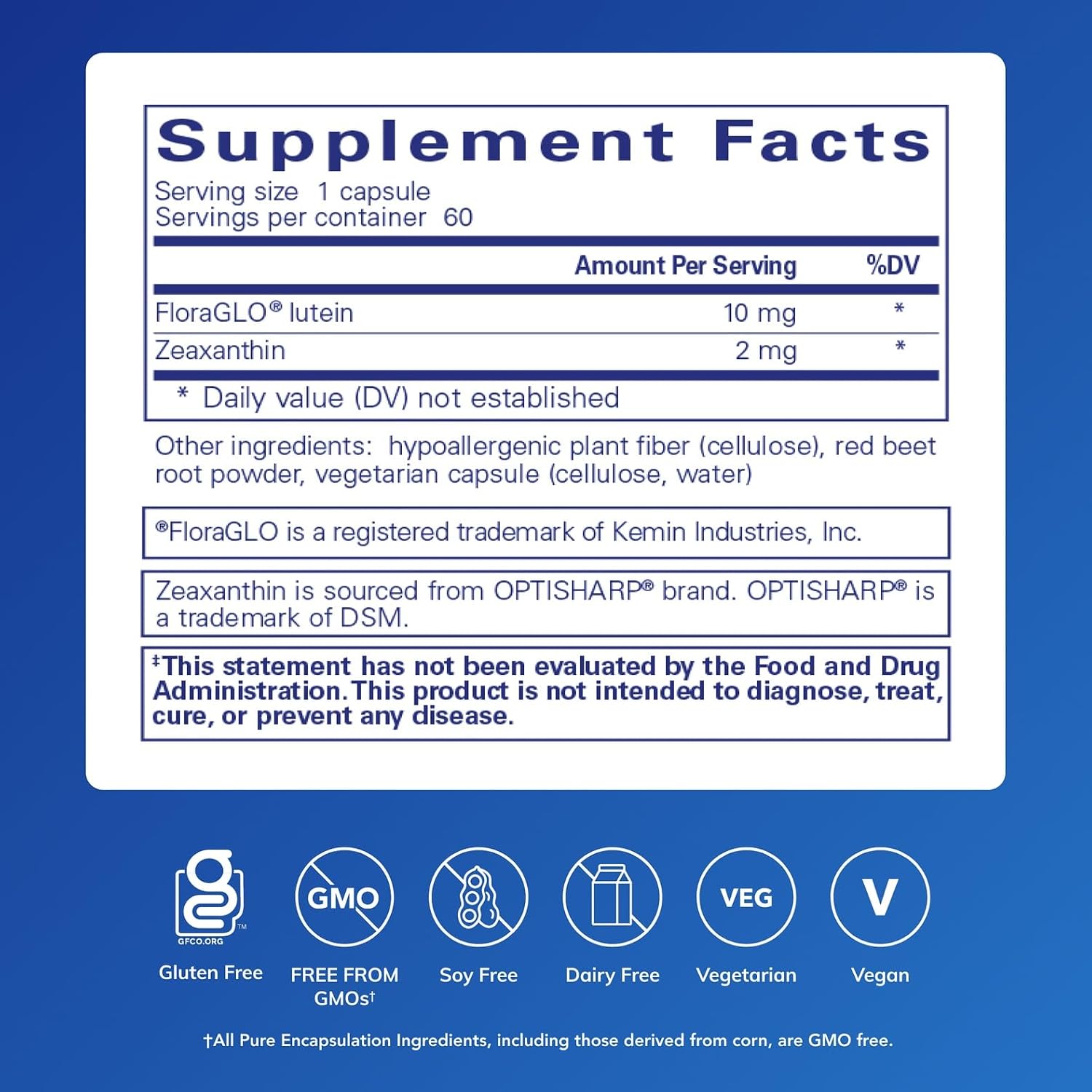 Pure Encapsulations Lutein & Zeaxanthin - Supports Overall Vision* - Maintains Macular Pigment & Eye Health* - Antioxidant Support* - Vegan-Friendly & Non-GMO - 60 Capsules | Supplement to Support Overall Vision Function and the Macula*, Supports Optical…
