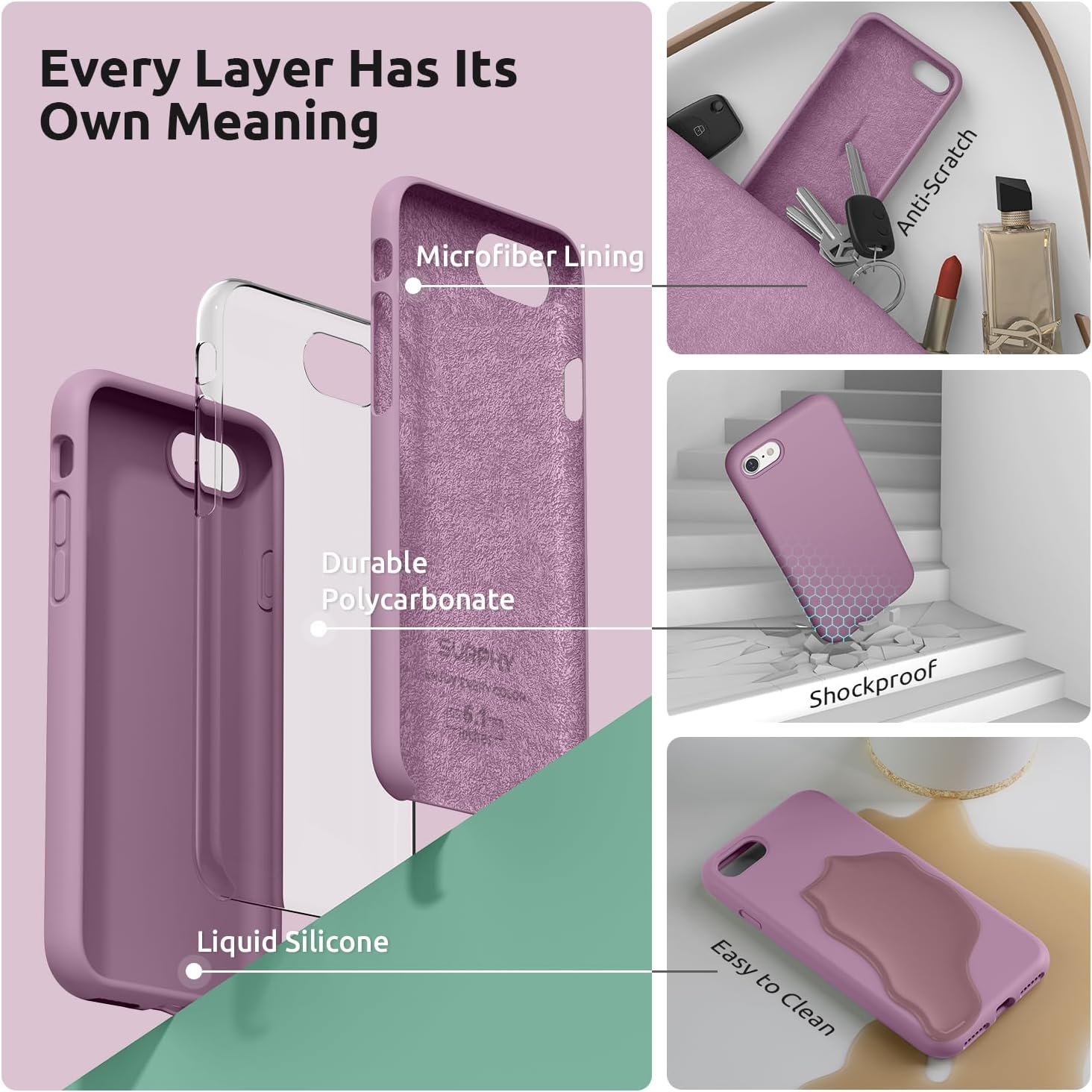SURPHY Designed for iPhone SE Case, iPhone 8 Case, iPhone 7 Case, Liquid Silicone Phone Case for iPhone se 3rd 2nd SE 2022 SE 2020, Blue