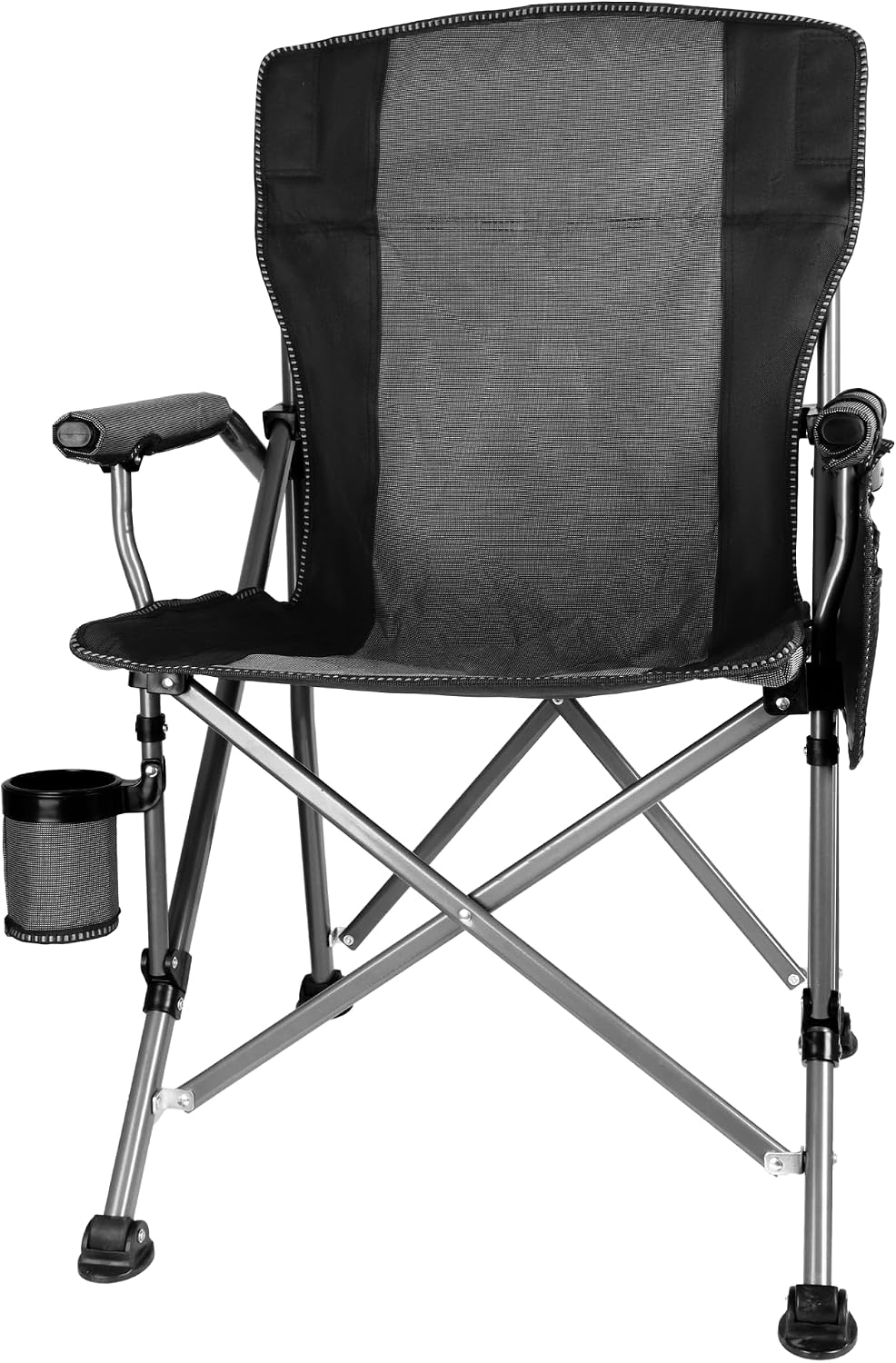 Adjustable Back Folding Camping Chair for Camp, Picnic, Lawn, Fishing | Adjustable Back; Weight Capacity 400 LBS;Hard Arm Portable Chair;Cup Holder;Storage Bag;carrying bag