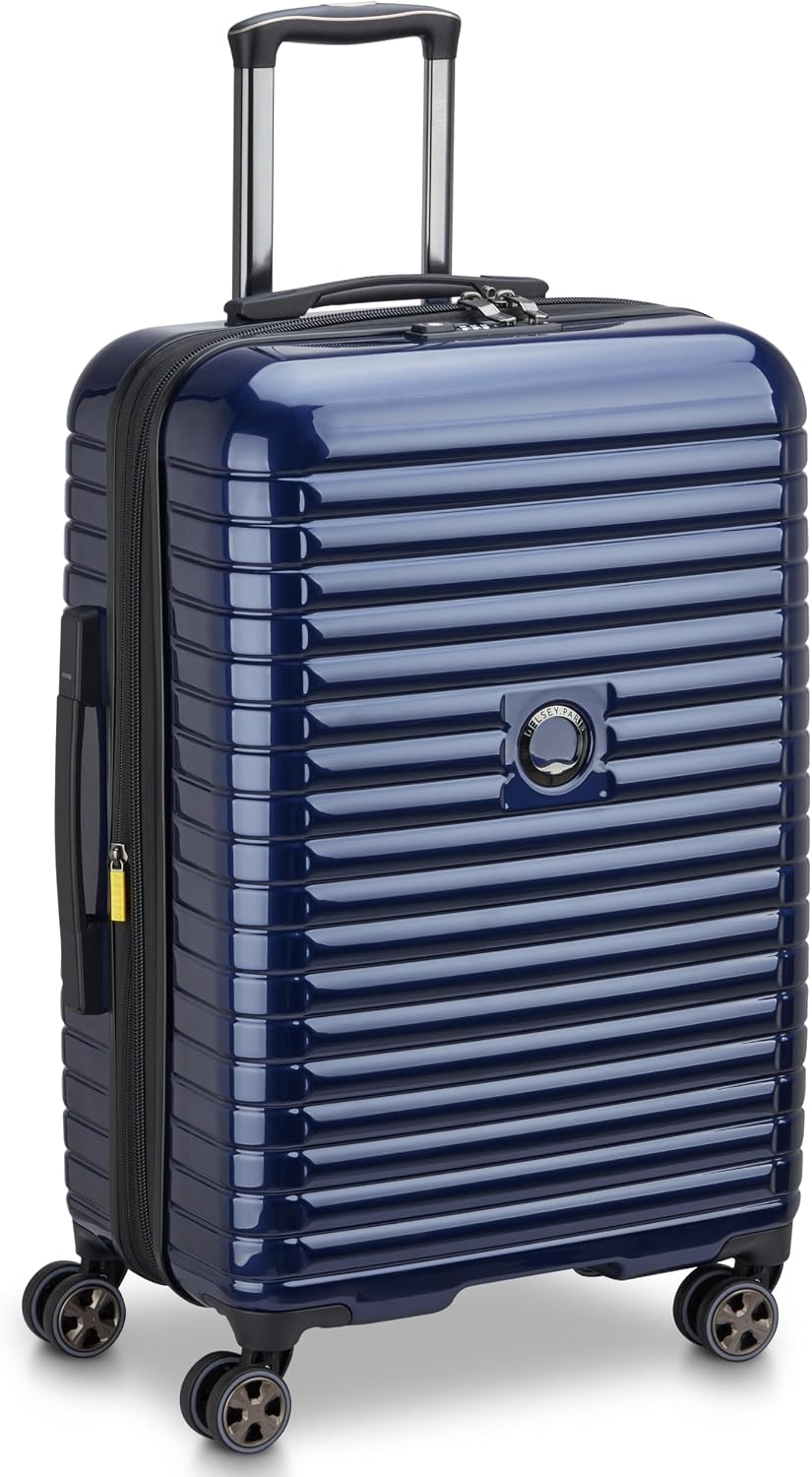 DELSEY PARIS Cruise 3.0, 20 Inch Carry-On Hardside Luggage, Deep Sea Navy | Expandable Suitcase, Lightweight 100% Polycarbonate Shell, Dual-Density Spinner Wheels, USB Port, TSA Lock