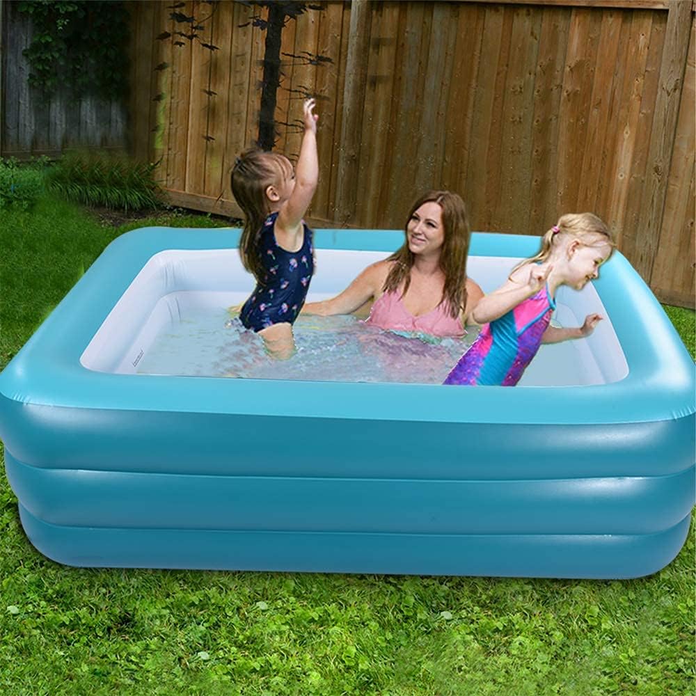 Inflatable Swimming Pool for Kids, 59" X 45" X 20" Kiddie Pools with Inflatable Soft Floor, Durable Blow Up Pools for Backyard