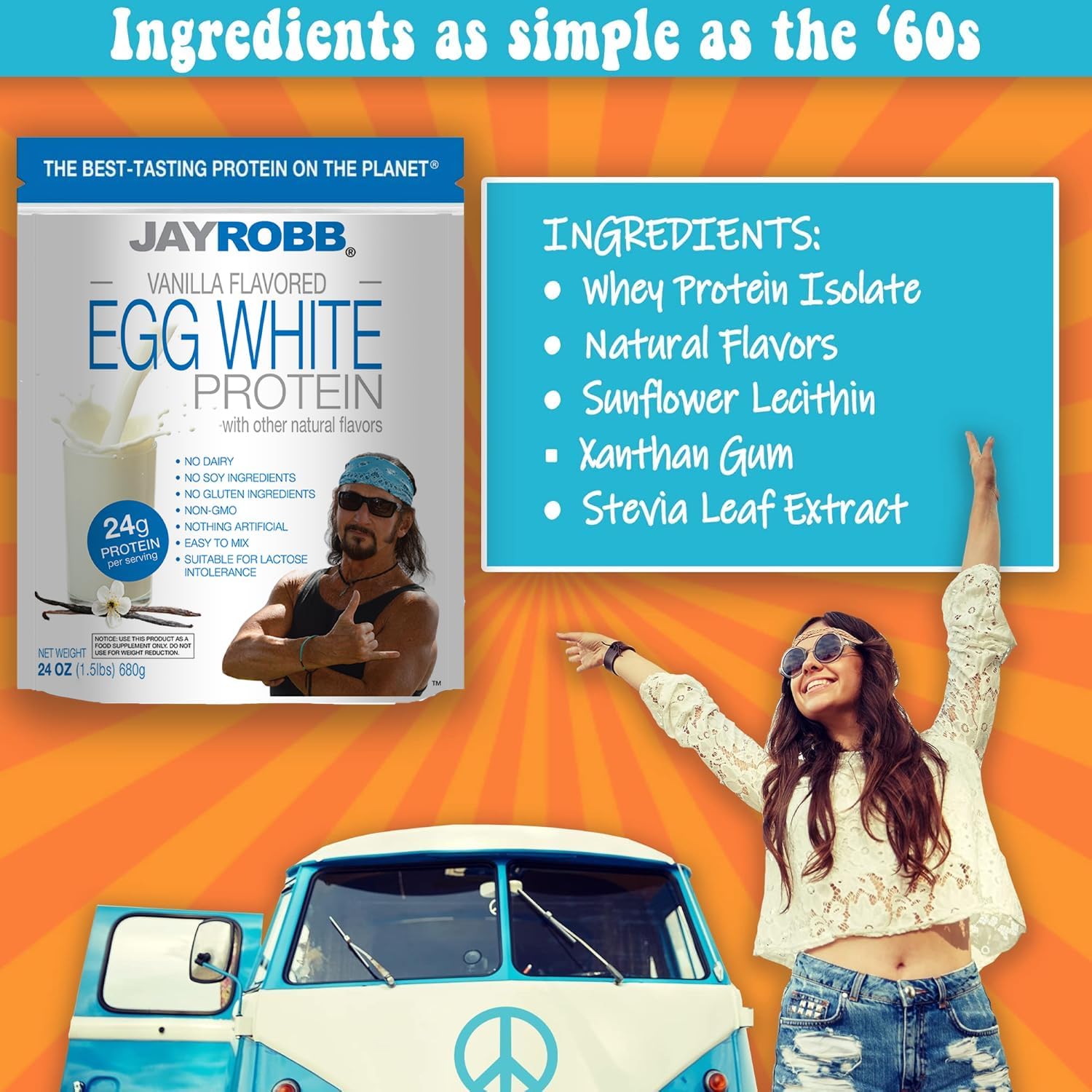 JAYROBB Vanilla Egg White Protein 24 oz, 1.5 Pound Bag
