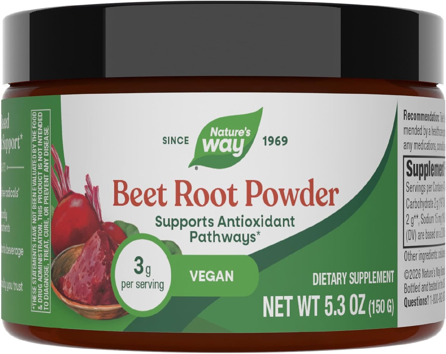 Nature's Way Beet Root Powder, Supports Antioxidant Pathways*, 5.3 Oz | Naturally Occurring Phytonutrients, Helps Neutralize Free Radicals*