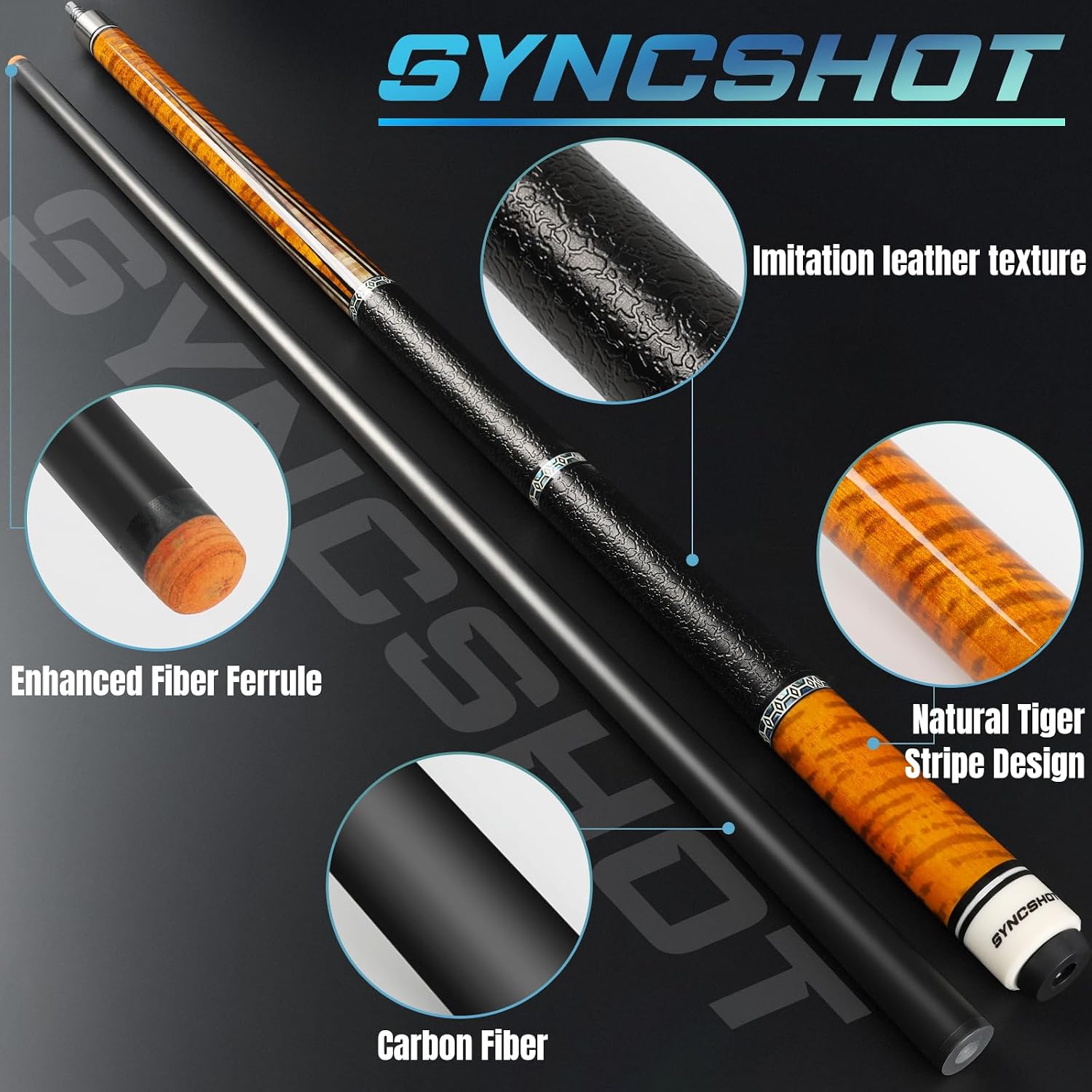 Carbon Fiber Pool Cue Stick 58" Professional Pool Sticks for Adults Full Carbon Technology Low Deflection Pool Cue Billiard Cues with 12.5mm Tip