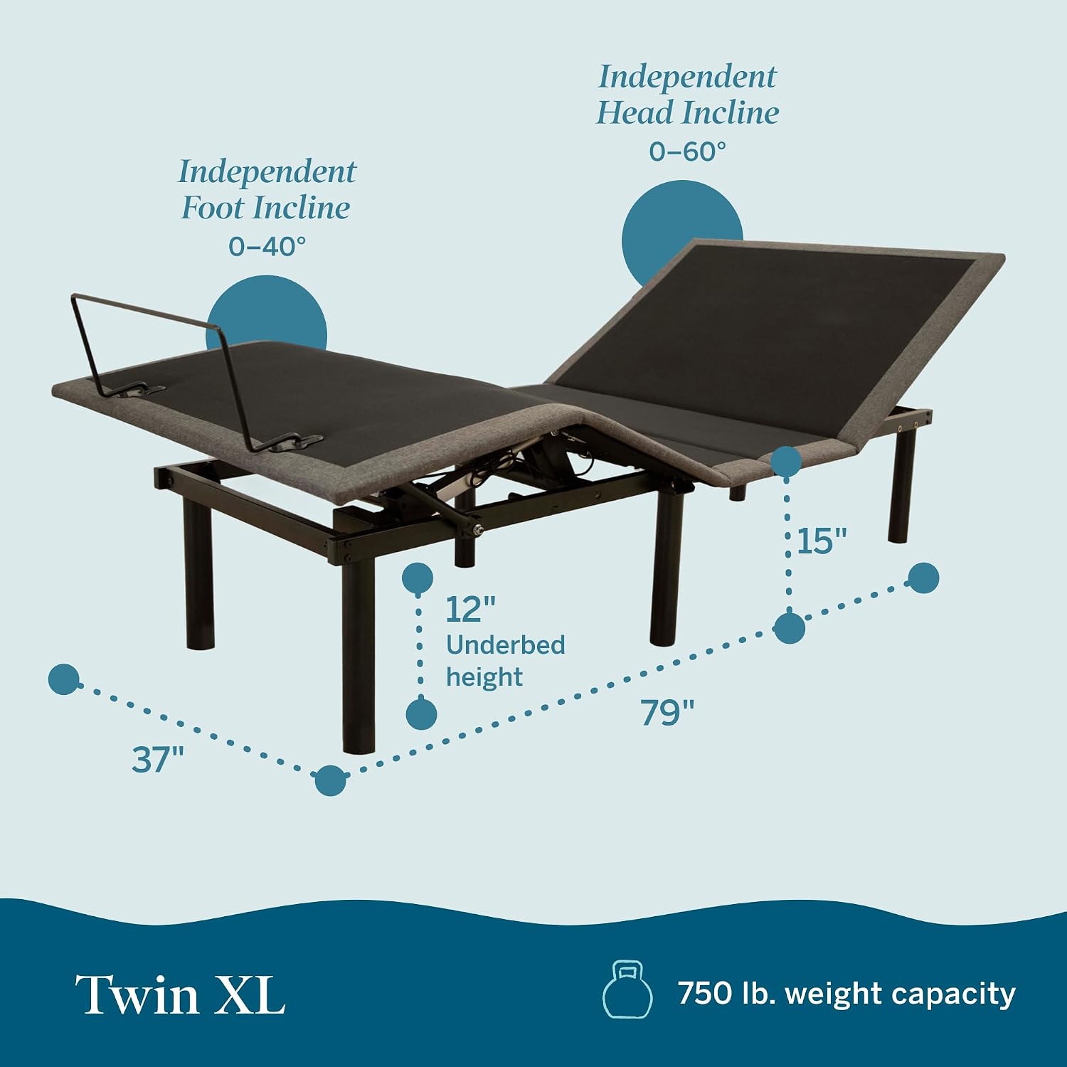 Lucid® L300 Adjustable Bed Frame – USB – Memory Position – Remote, Twin XL