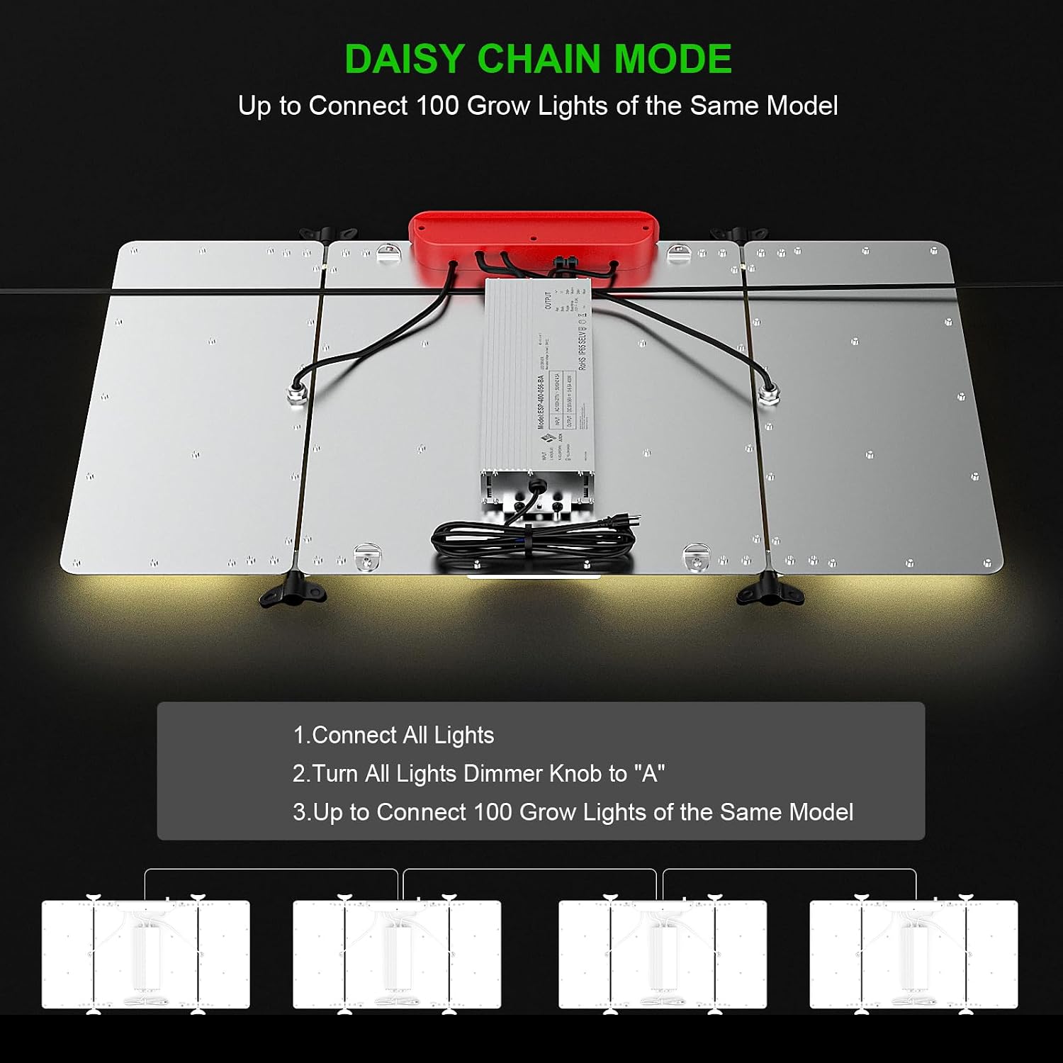 AGLEX K1000 LED Grow Light, Grow Light with Daisy Chain & Dimmable, Full Spectrum Plant Grow Lights for Hydroponic Indoor Plants Seeding