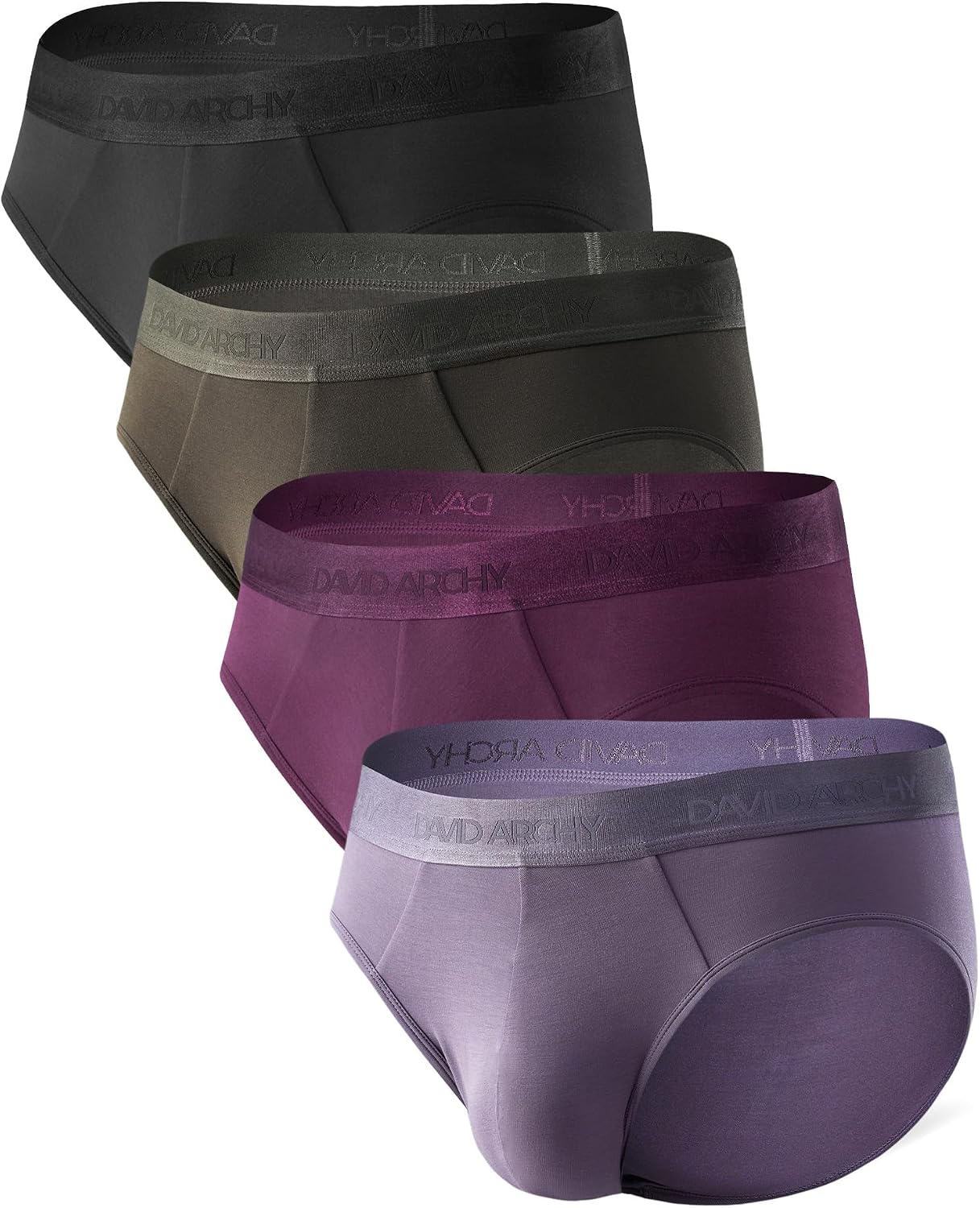 DAVID ARCHY Men's Soft Modal Briefs No Fly Support Pouch 4 or 7 Pack | Breathable moisture-wicking fabric Underwear features comfortable elastic waistbands and roomy 3D contours.