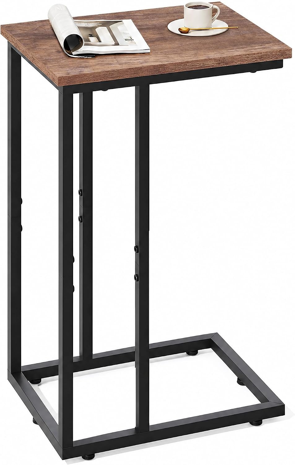 WLIVE C Shaped End Table, Small Side Tables for Sofa and Bed, Couch Table that Slides Under for Living Room, Bedroom, Home Office, Small Spaces