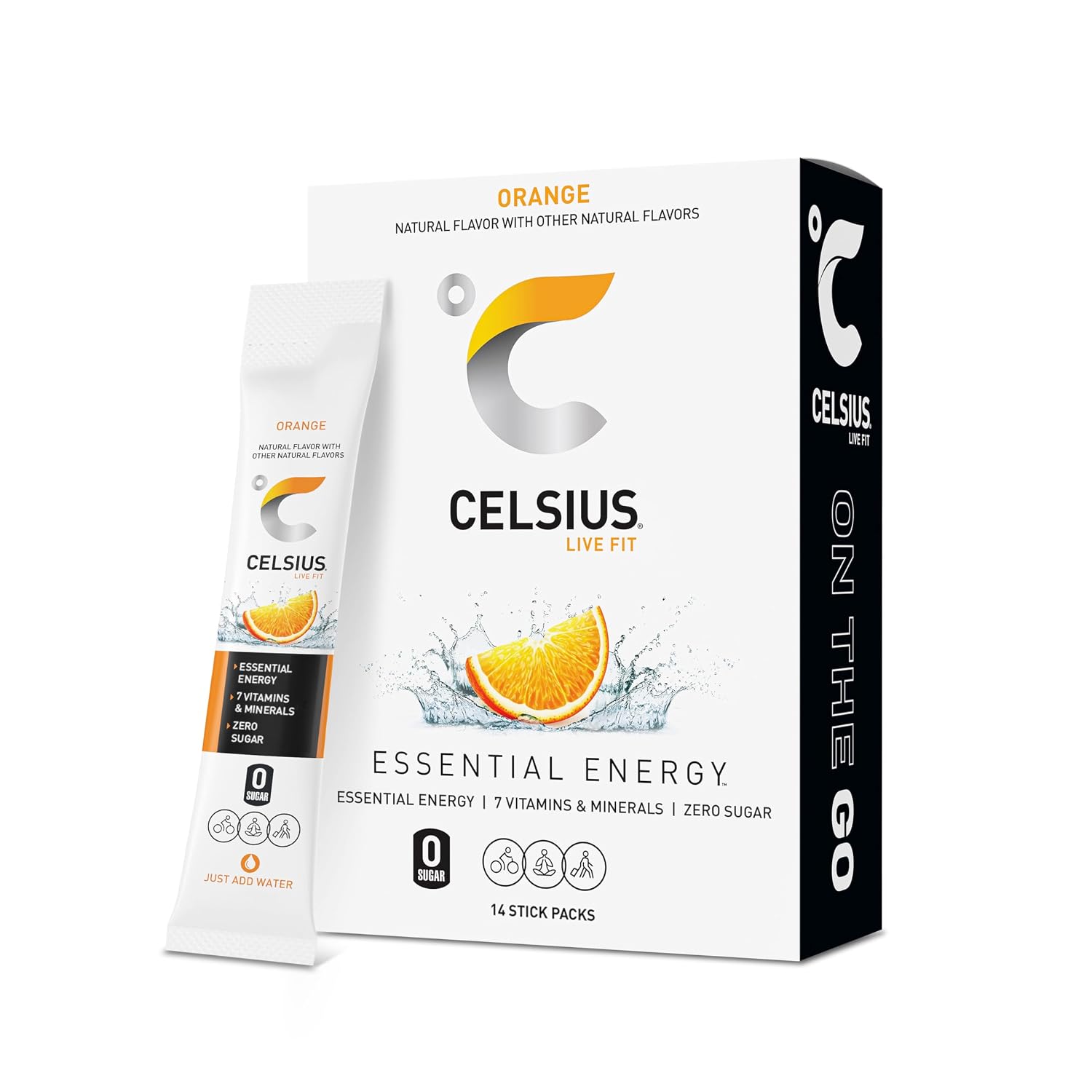 CELSIUS On-The-Go Powder Stick Packs, Zero Sugar (14 Sticks per Pack)