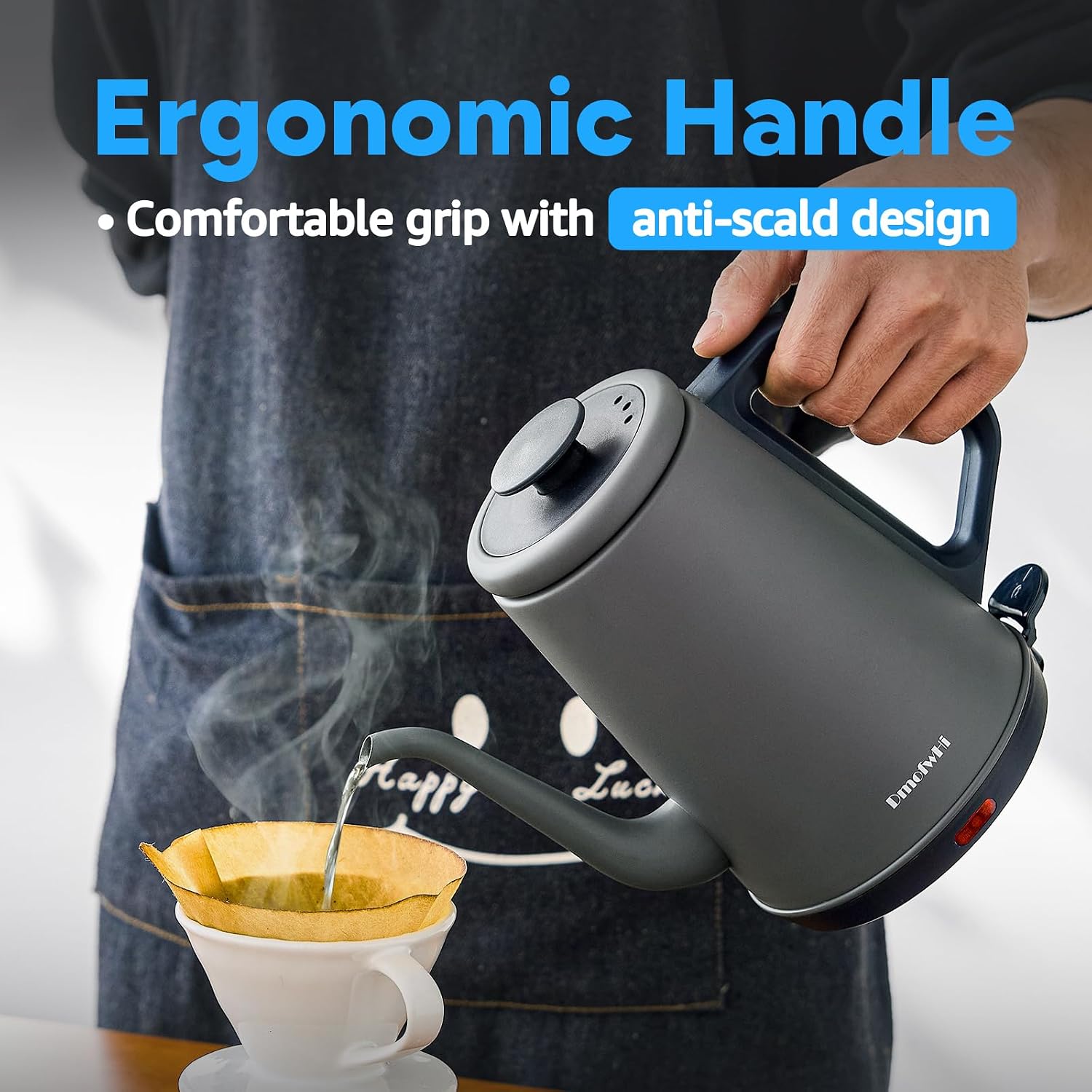 DmofwHi 1000W Gooseneck Electric Kettle (1.0L), 100% Stainless Steel BPA Free Tea Kettle with Auto Shut - Off Protection