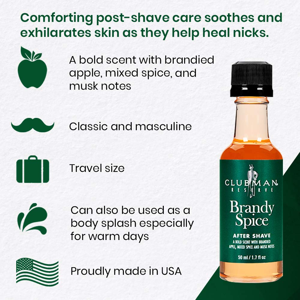 Clubman Reserve Brandy Spice After Shave Lotion – Bold, Masculine Fragrance, Aftershave for Men, 6 oz
