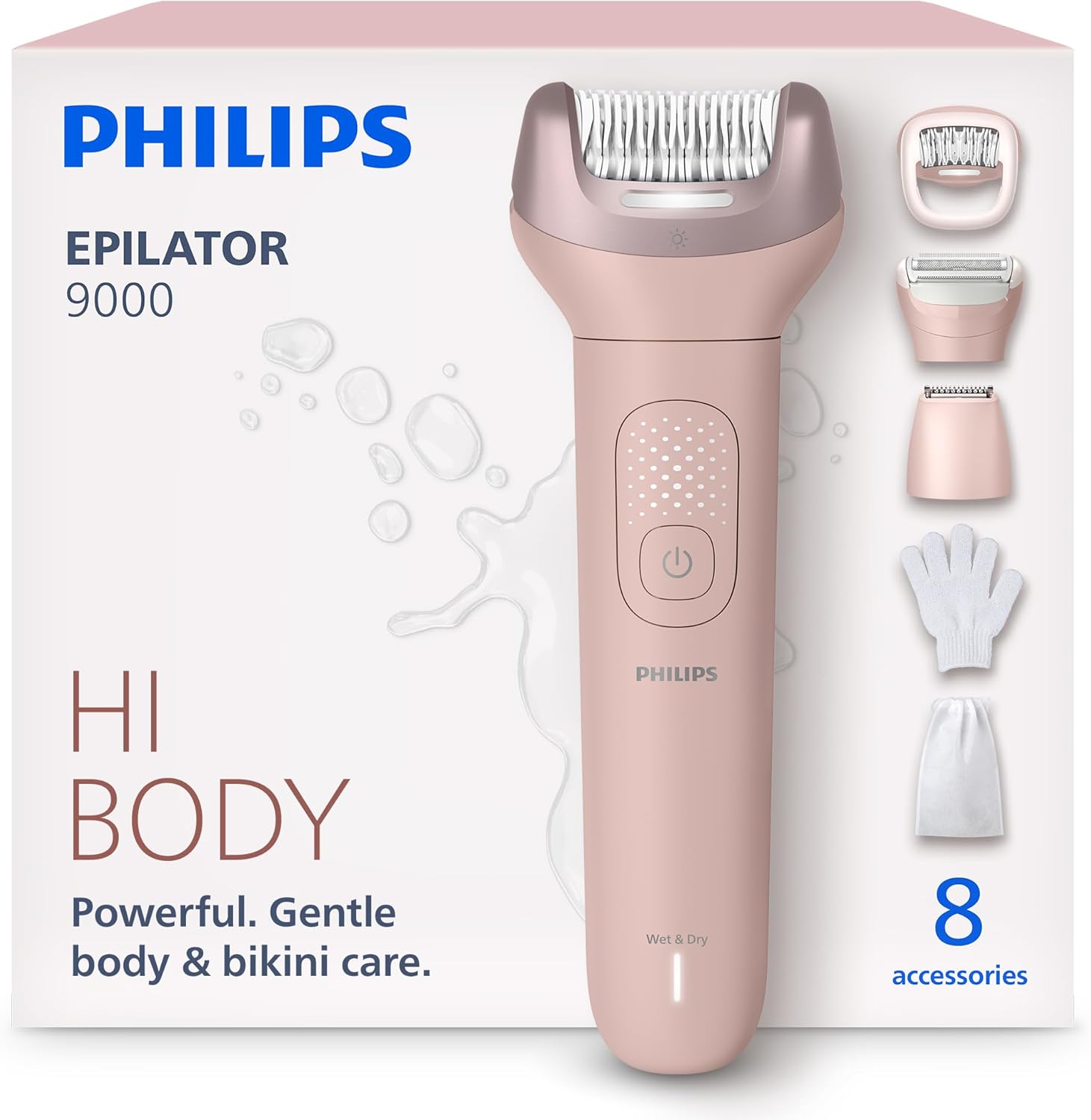 Philips Epilator Series 8000 for Women, with 3 Accessories, BRE700/04