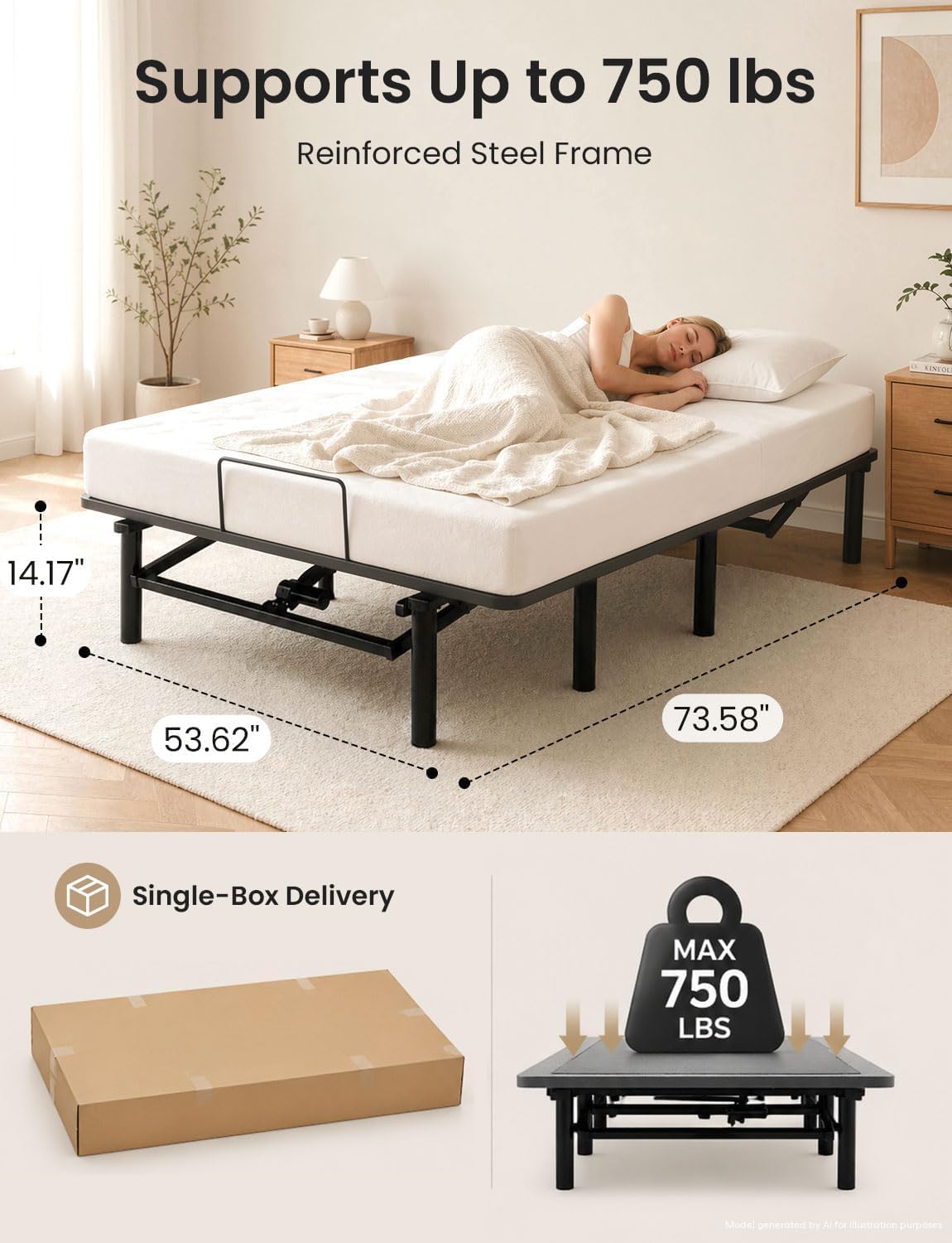 Mixcous King Adjustable Bed Frame with Zero Gravity Heavy Duty 750 lbs | Zero Gravity Anti-Snore Mode, Head & Foot Incline, Wireless Remote Control, Easy Assembly, Heavy Duty Frame
